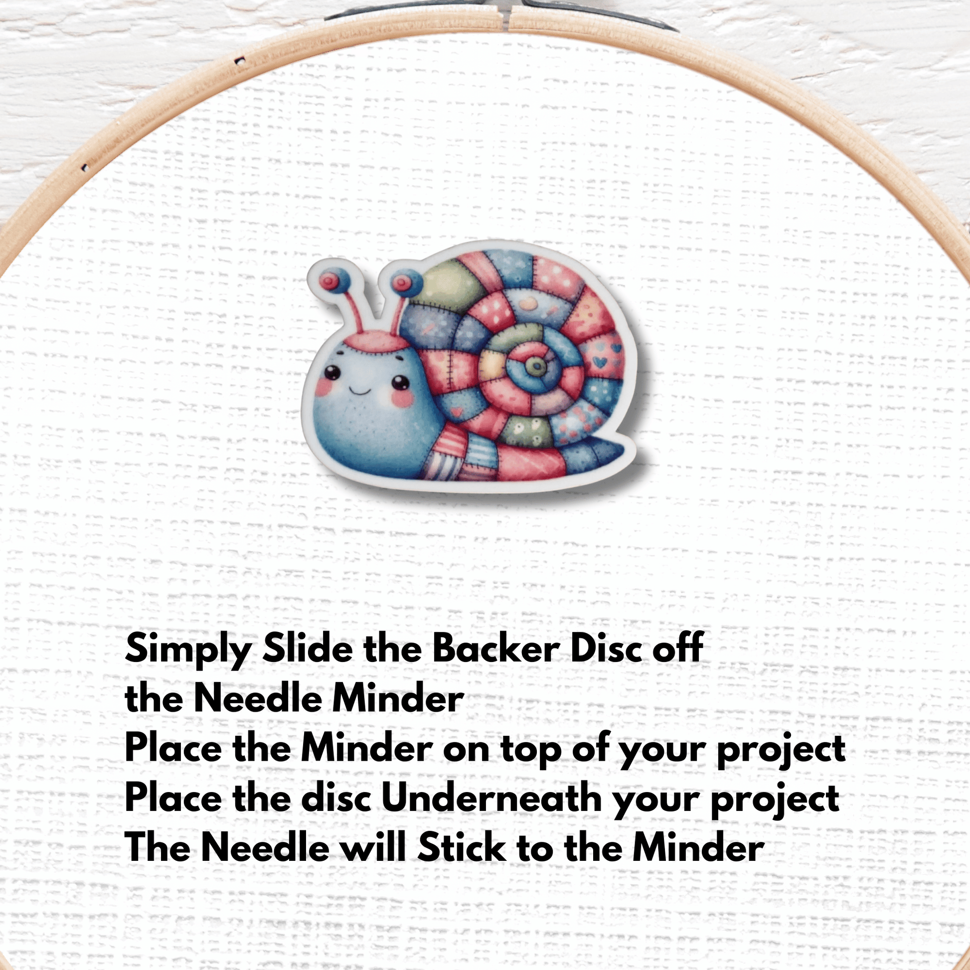 Pastel plush snail magnetic needle keeper for cross stitch projects