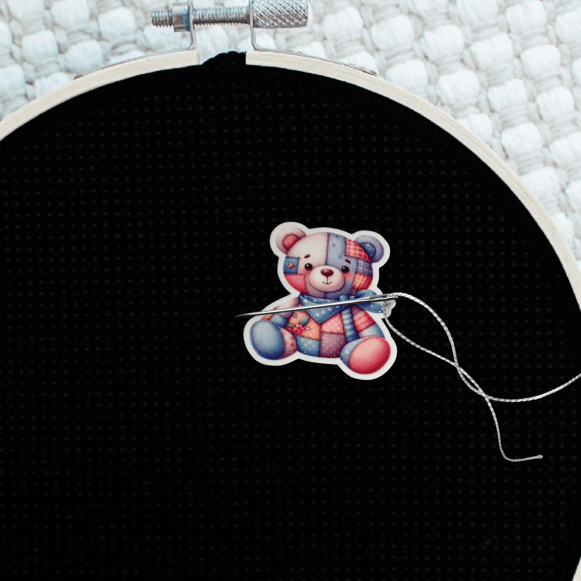 Teddy bear magnetic needle minder for needlepoint and embroidery lovers