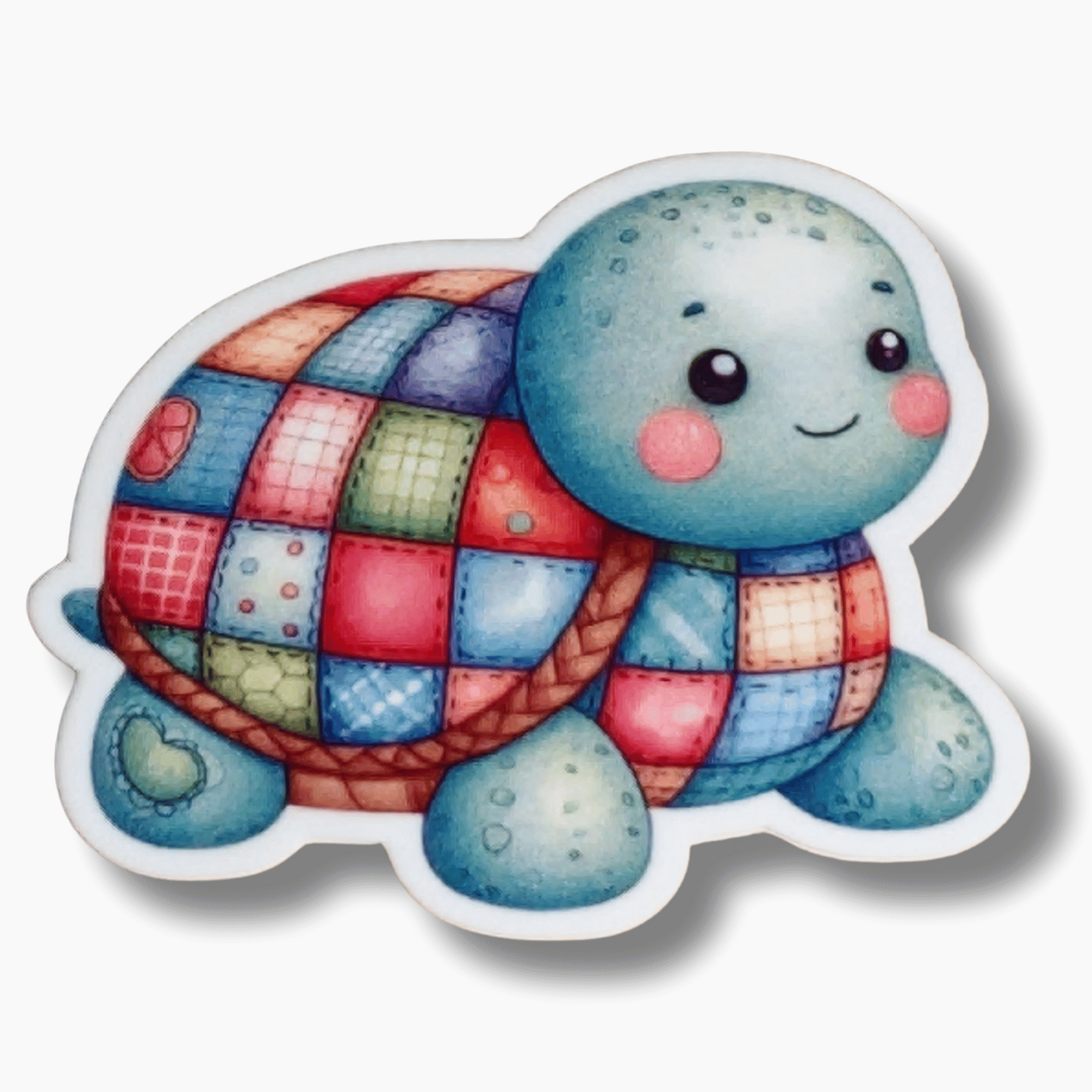 Pastel patchwork turtle magnetic needle minder for cross stitch and embroidery