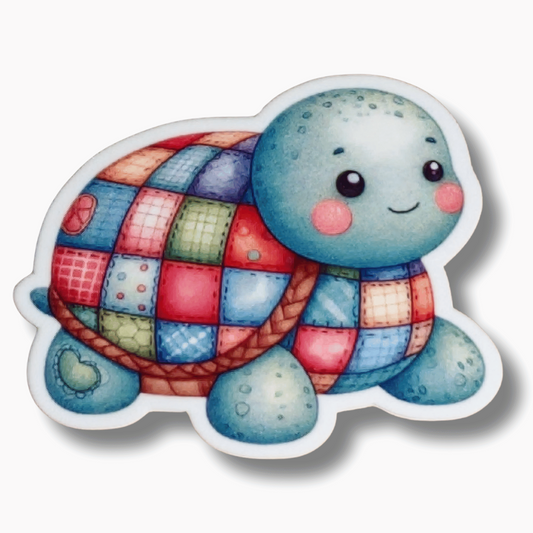 Pastel patchwork turtle magnetic needle minder for cross stitch and embroidery