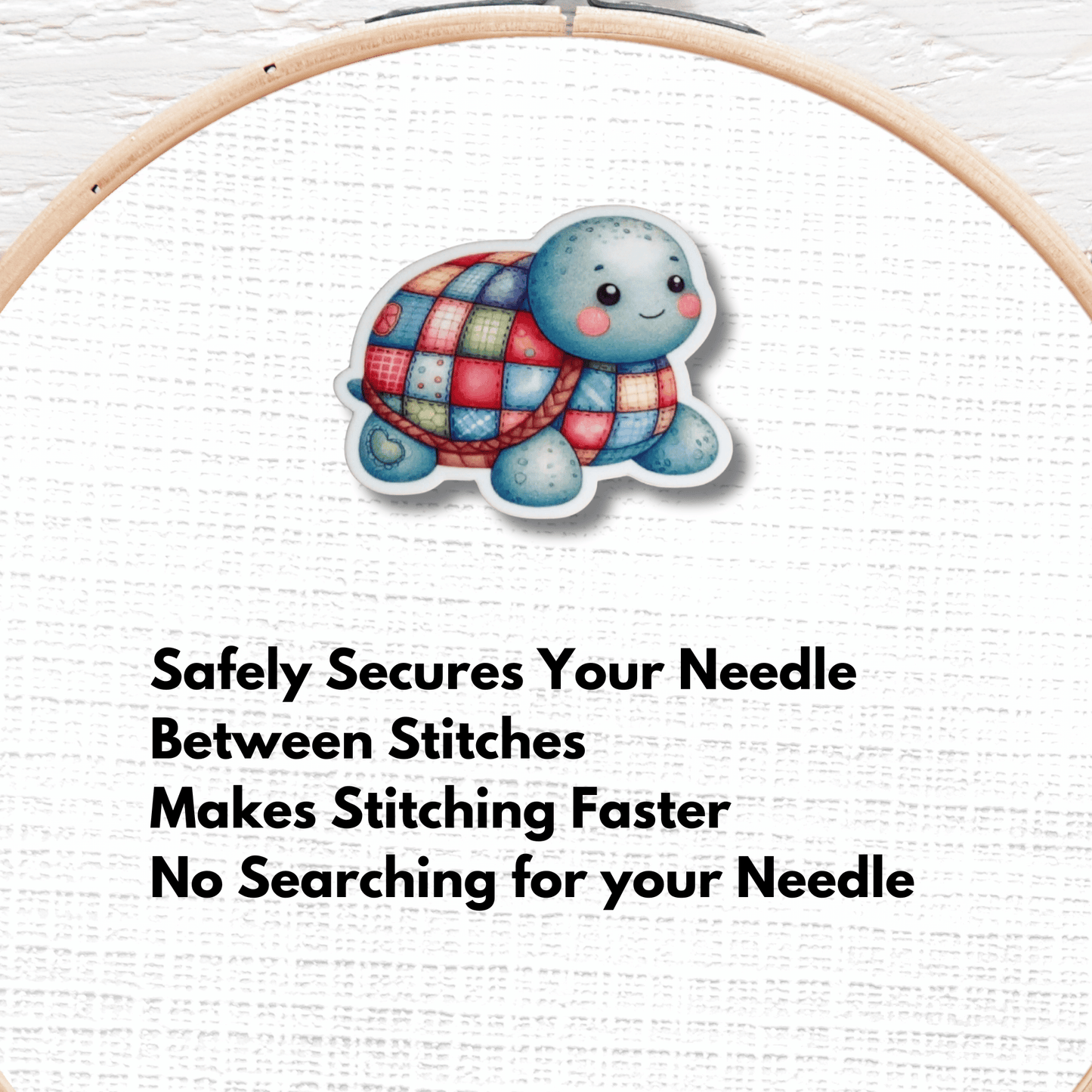 Cute turtle needle minder magnet for embroidery and needlepoint