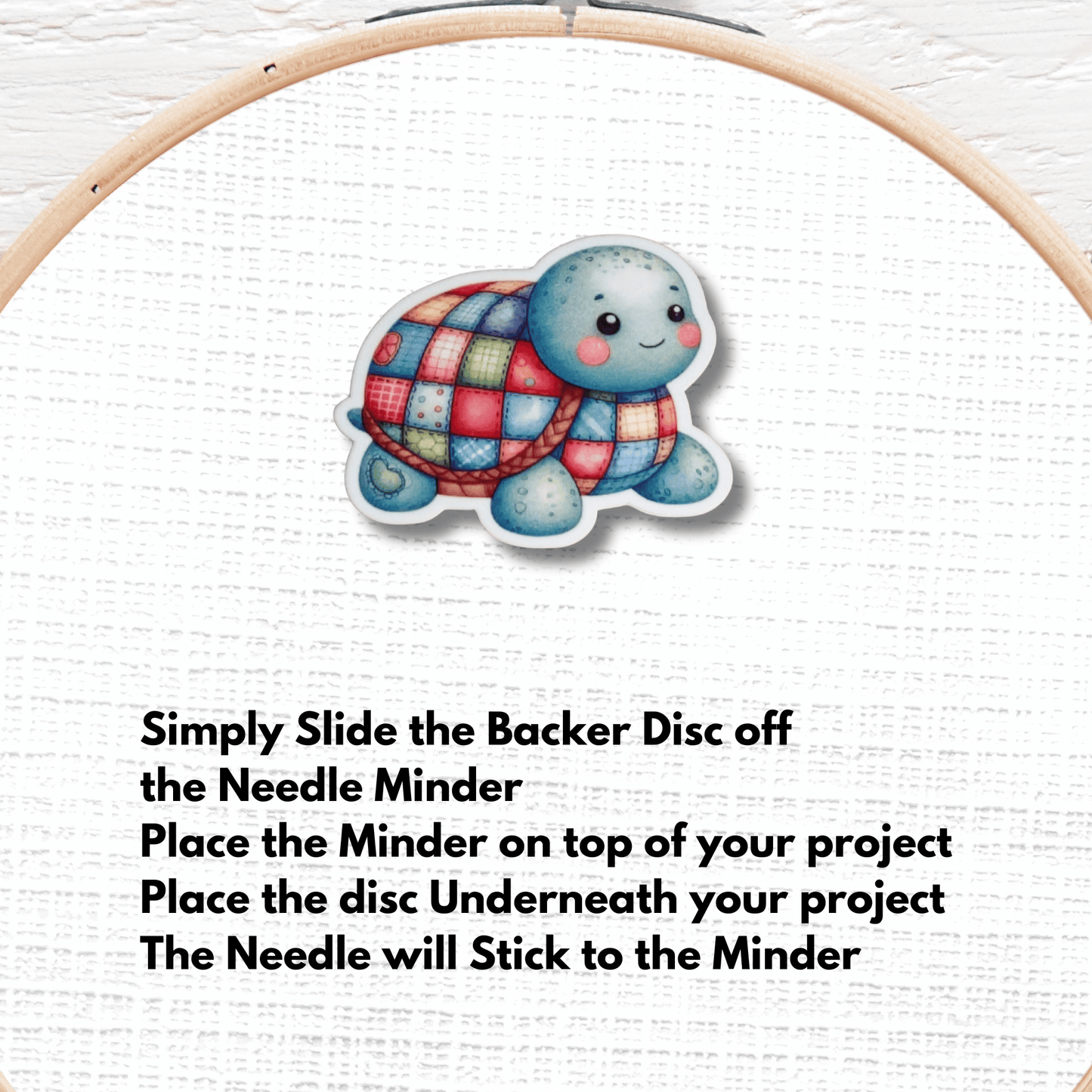 Pastel plush turtle magnetic needle keeper for cross stitch projects