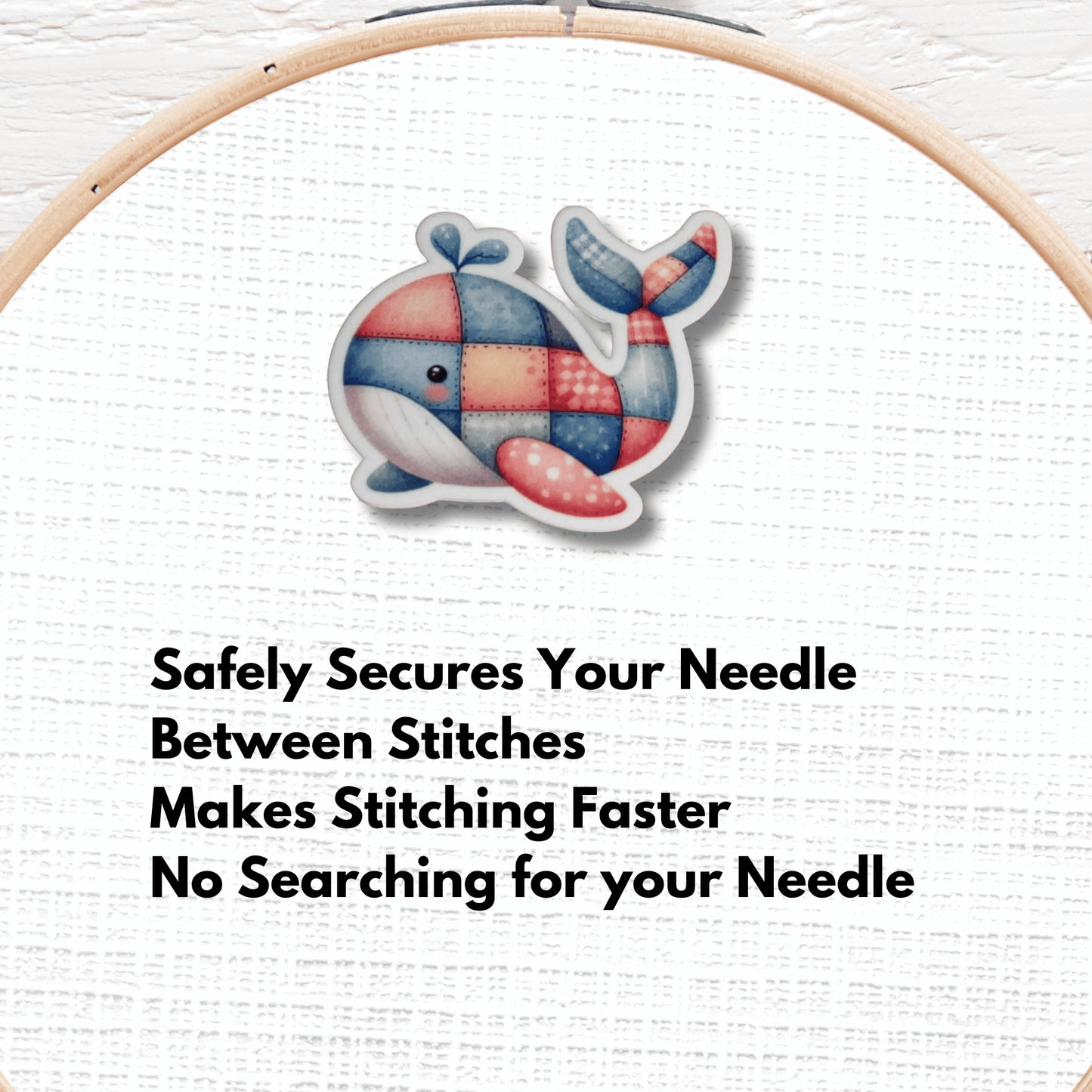 Cute whale needle minder magnet for embroidery and needlepoint