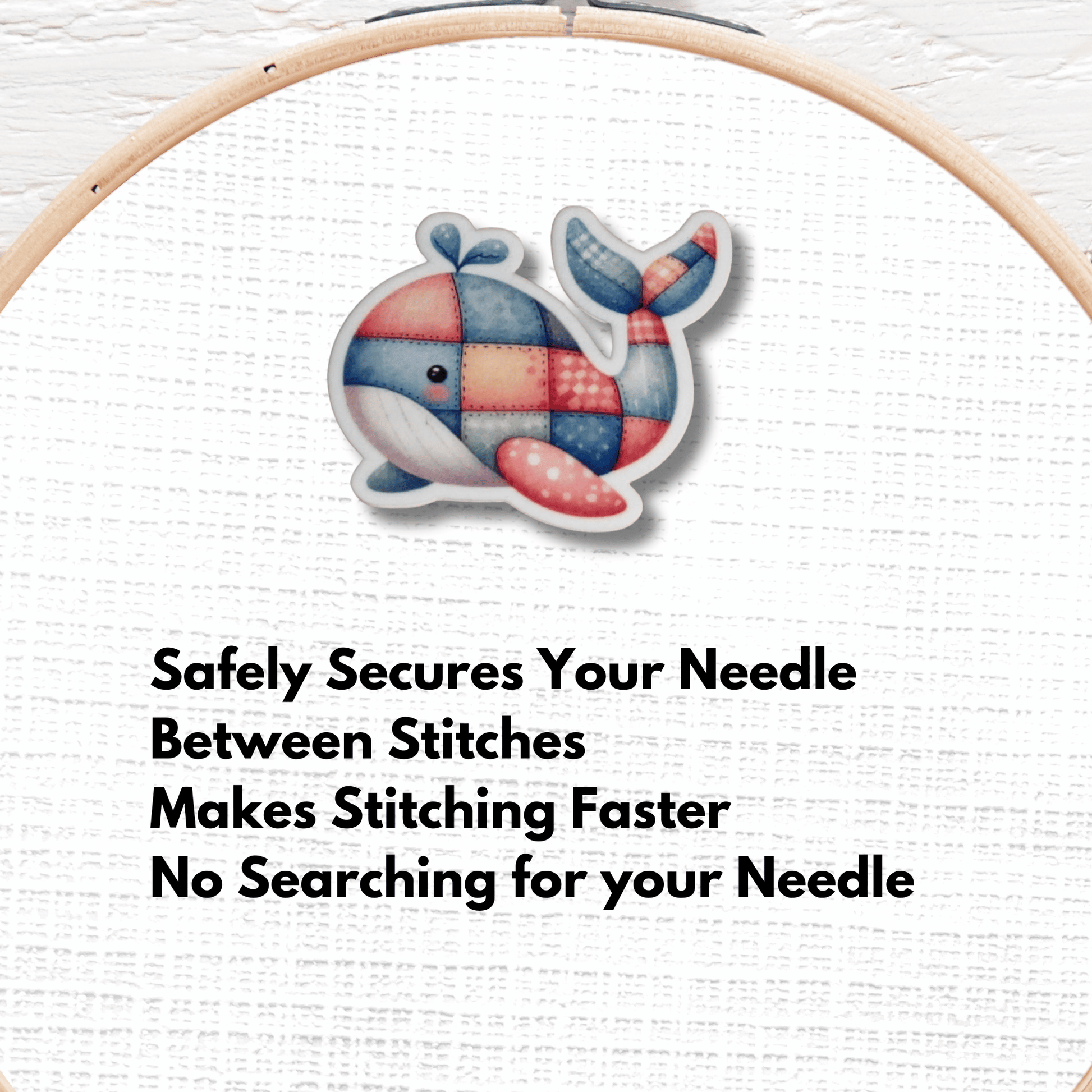 Cute whale needle minder magnet for embroidery and needlepoint