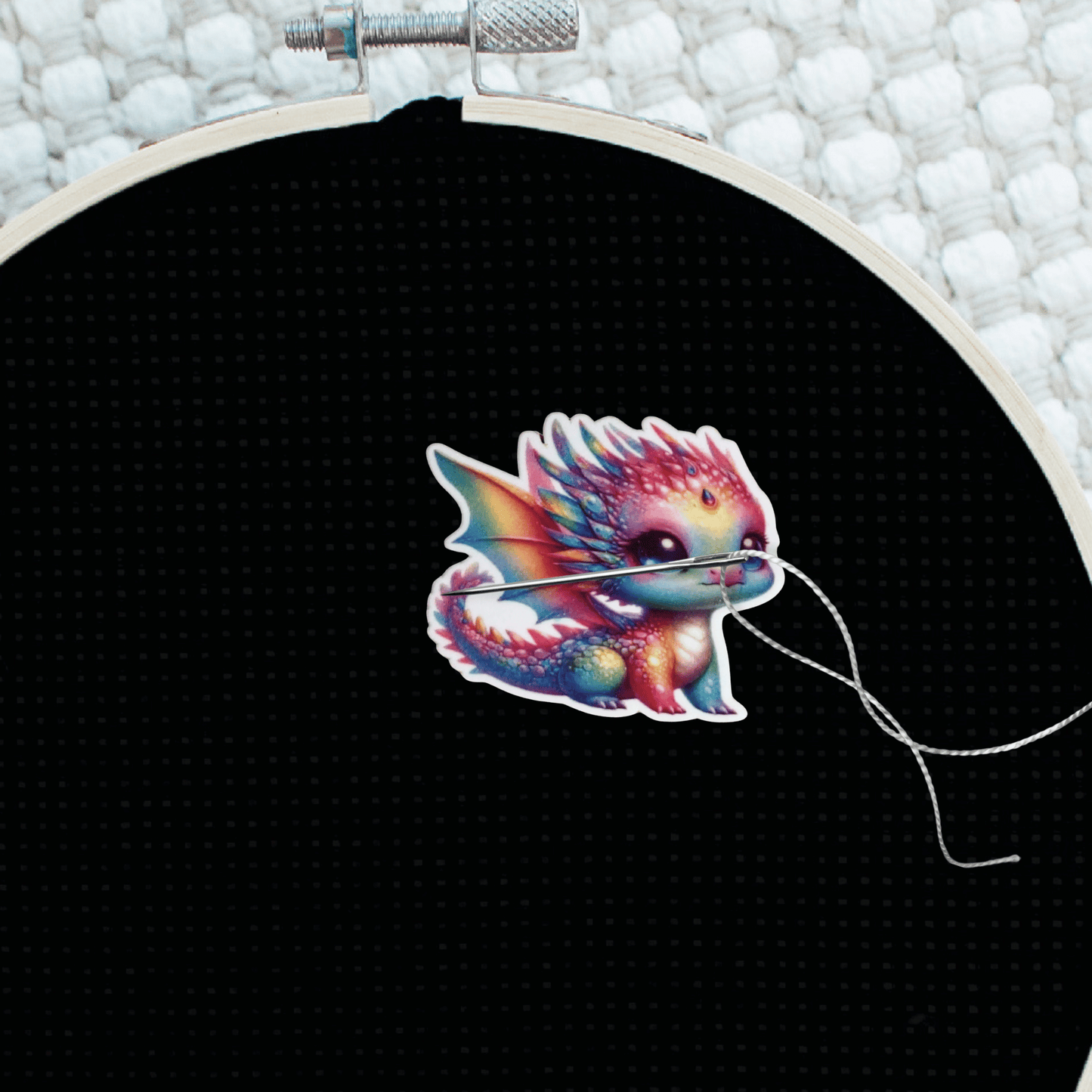 Cute Pastel Dragon Needle Minder Magnet, Colorful Fantasy Embroidery Accessory for Cross Stitch and Sewing