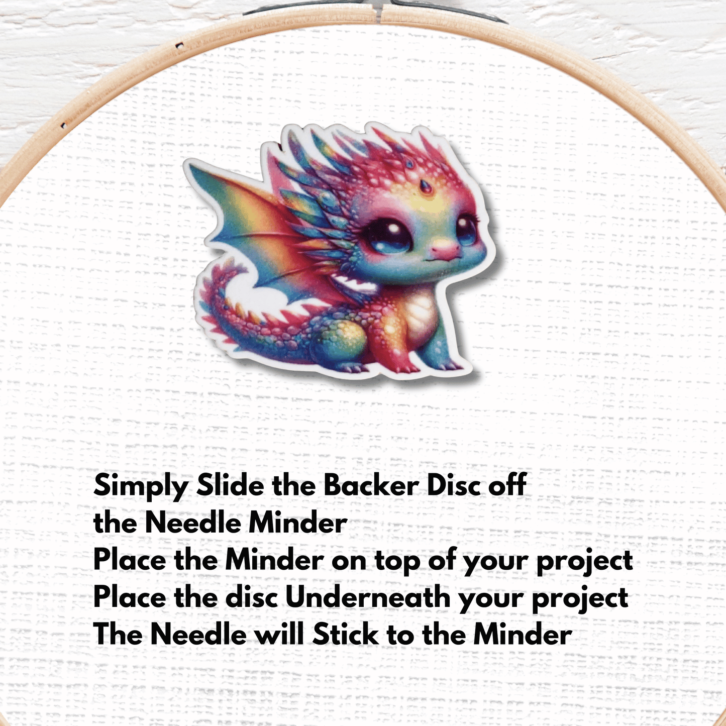 Rainbow Dragon Needle Minder Magnet, Cute Fantasy Creature Embroidery Needle Holder Accessory