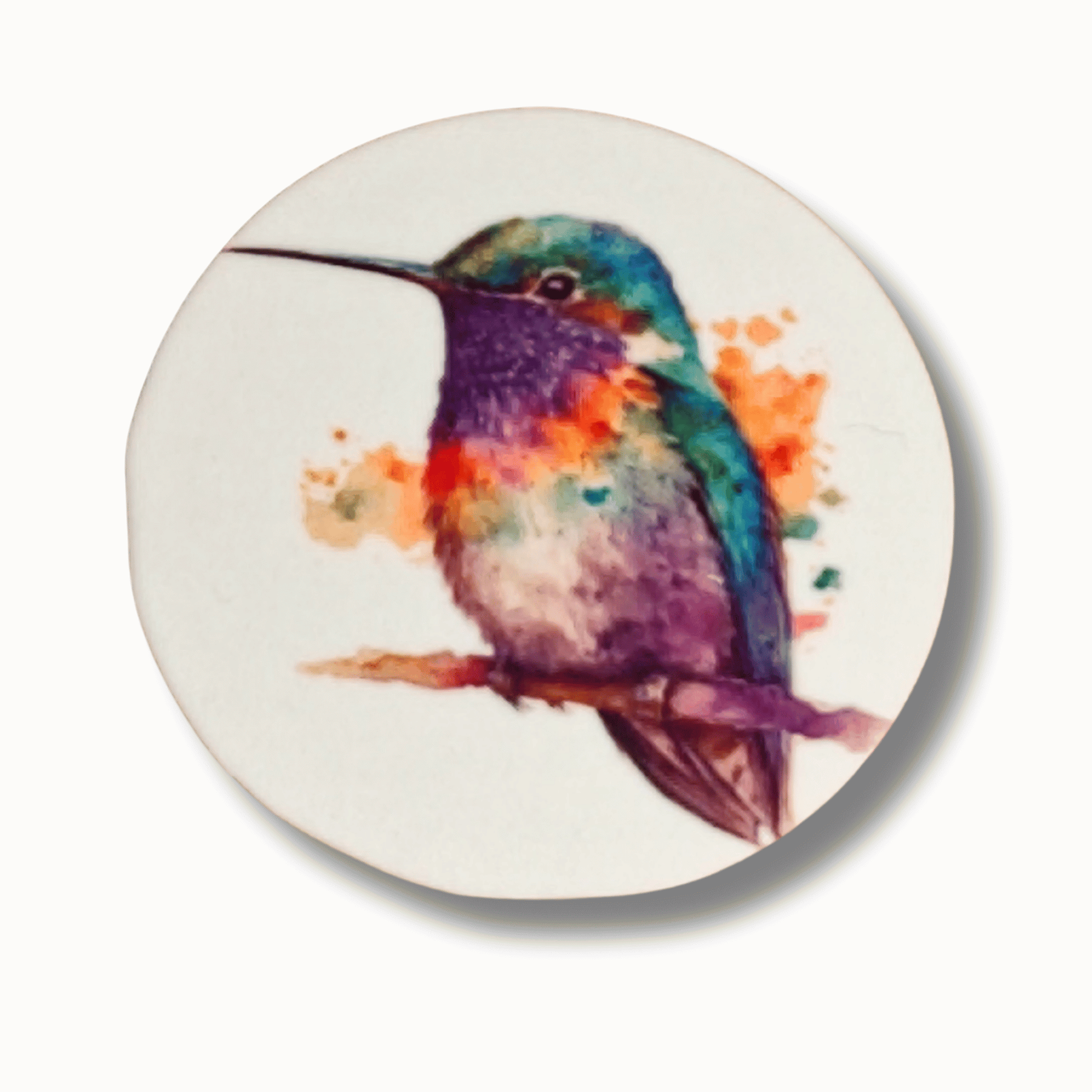 Perched Rainbow Hummingbird Magnetic Needle Minder for cross stitch, embroidery, sewing, quilting, and needlepoint