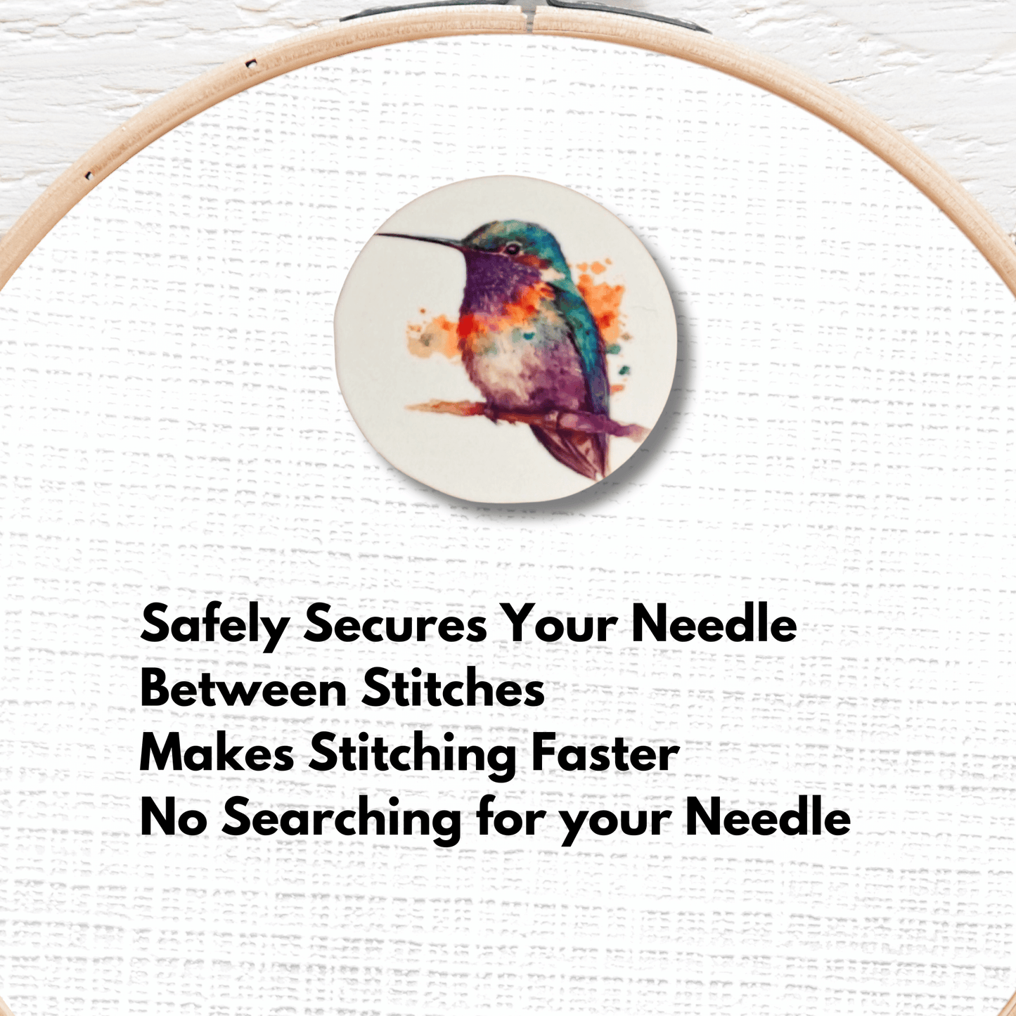 Perched Rainbow Hummingbird Magnetic Needle Minder magnetic needle minder for cross stitch and embroidery