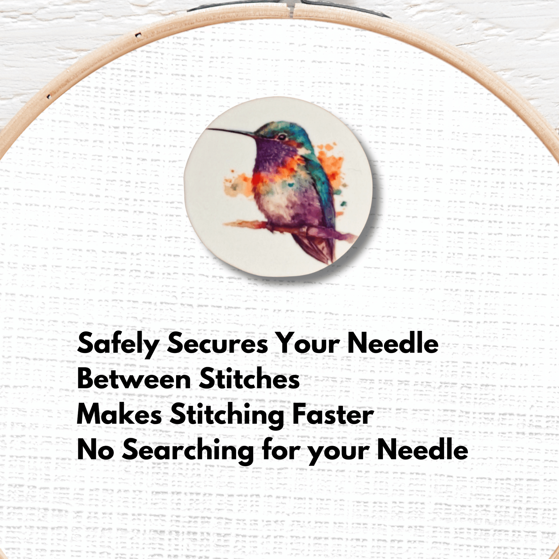 Perched Rainbow Hummingbird Magnetic Needle Minder magnetic needle minder for cross stitch and embroidery
