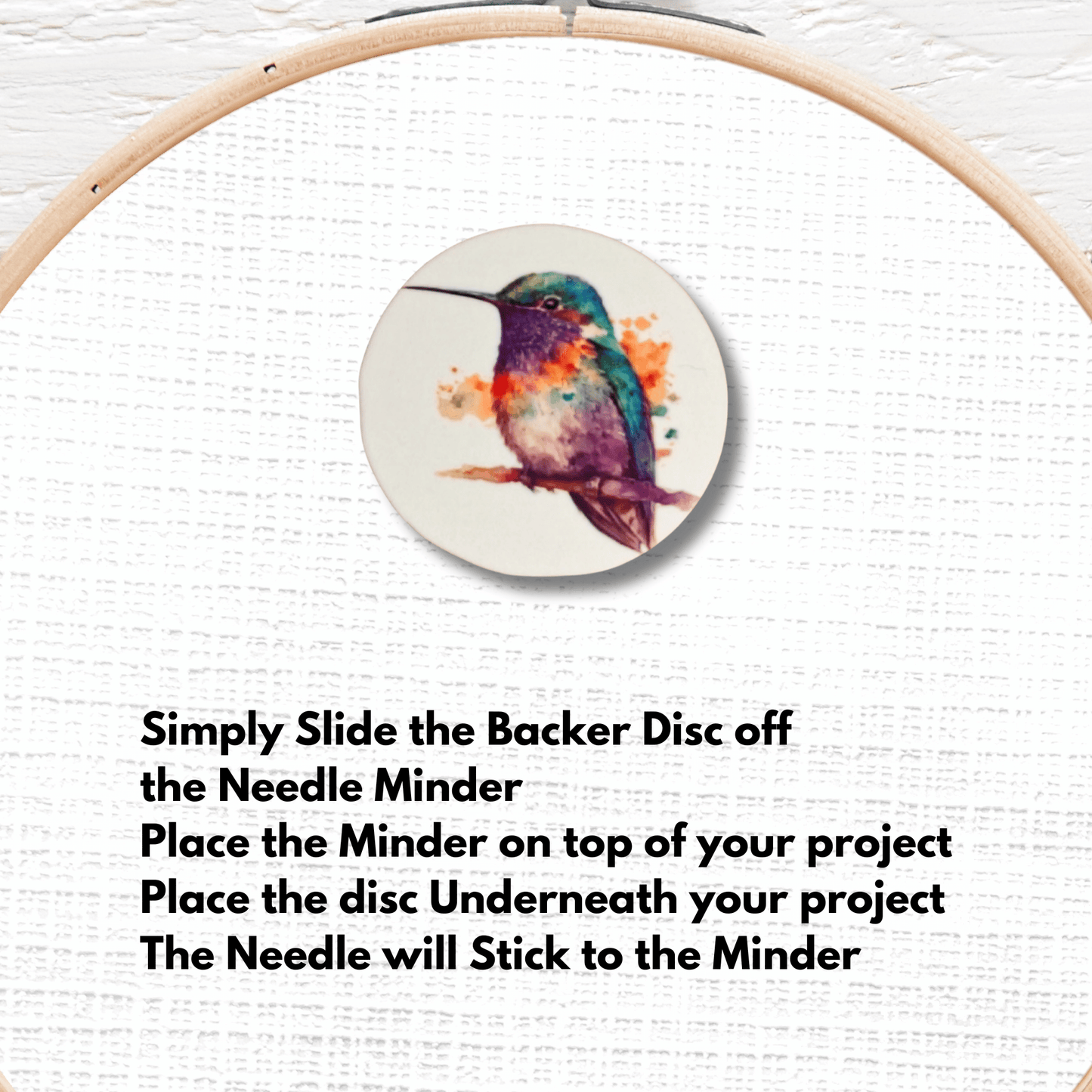 Cute rainbow hummingbird needle minder magnet for sewing and quilting