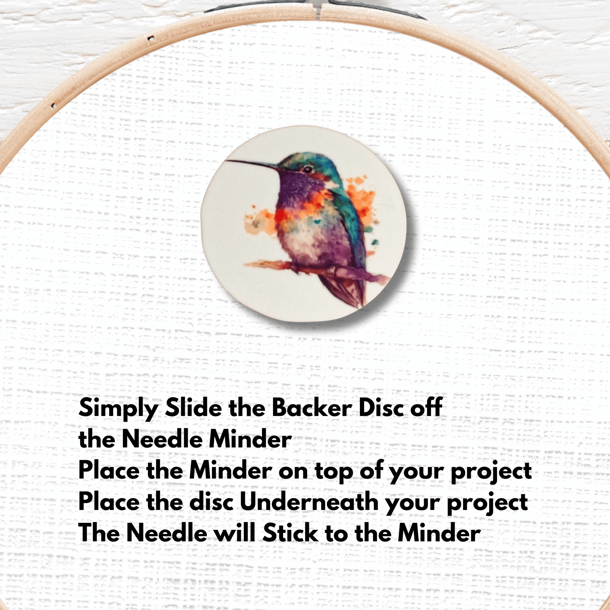 Cute rainbow hummingbird needle minder magnet for sewing and quilting
