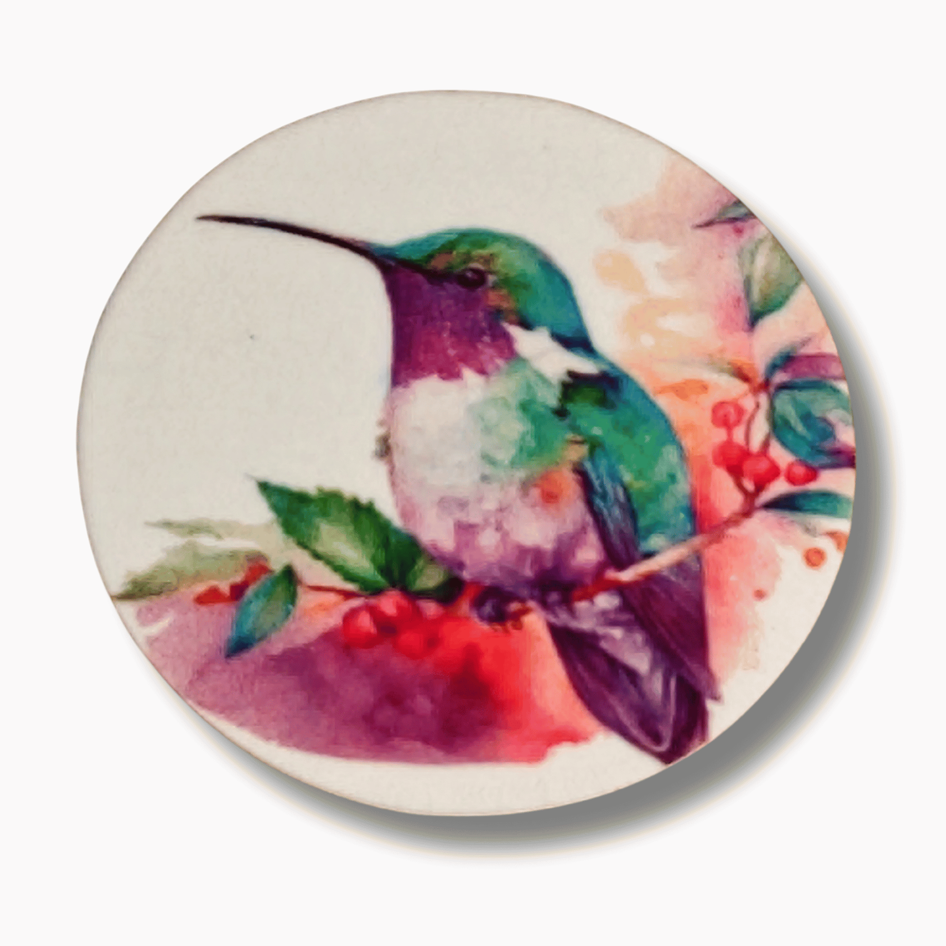 Perched Watercolor Hummingbird Magnetic Needle Minder for cross stitch, embroidery, sewing, quilting, and needlepoint