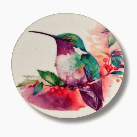 Perched Watercolor Hummingbird Magnetic Needle Minder for cross stitch, embroidery, sewing, quilting, and needlepoint