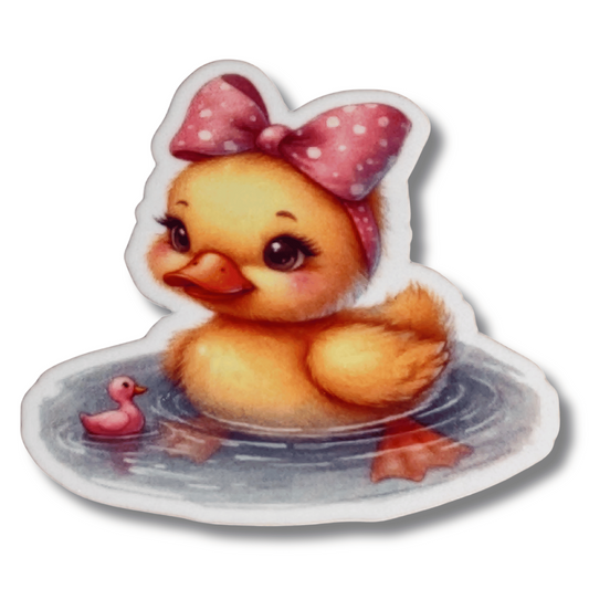 pink bow duckling pond magnetic needle minder cross stitch embroidery duck needle minder