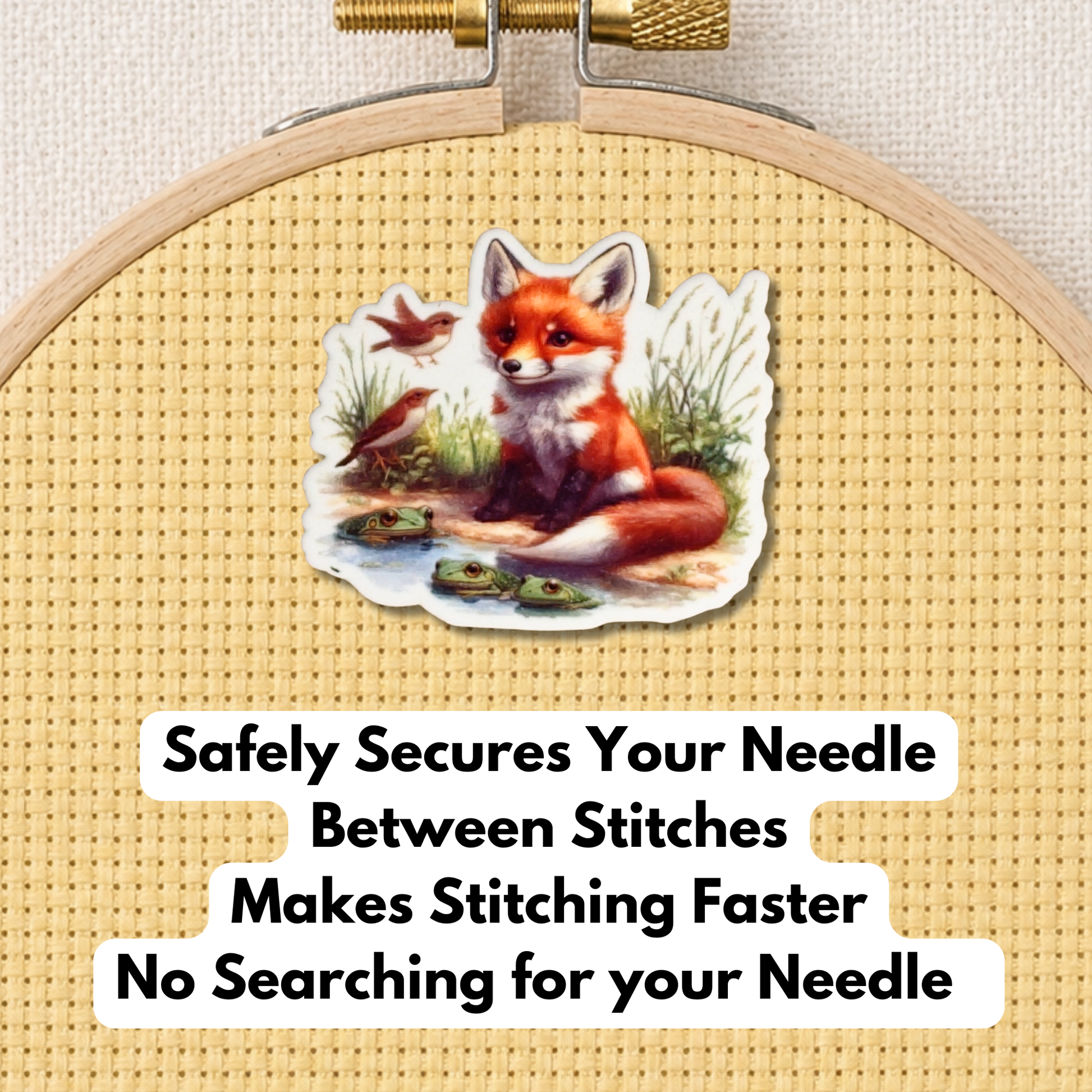 Cute fox needle minder magnet for sewing and quilting