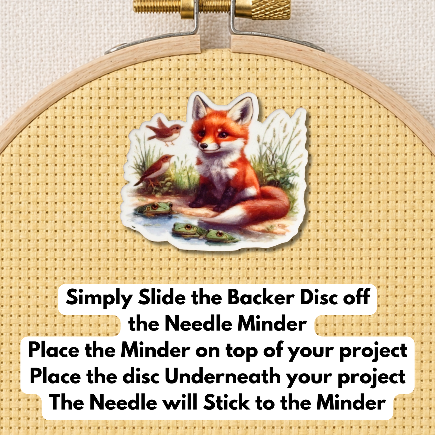 Woodland pond magnetic needle minder for needlepoint and embroidery projects