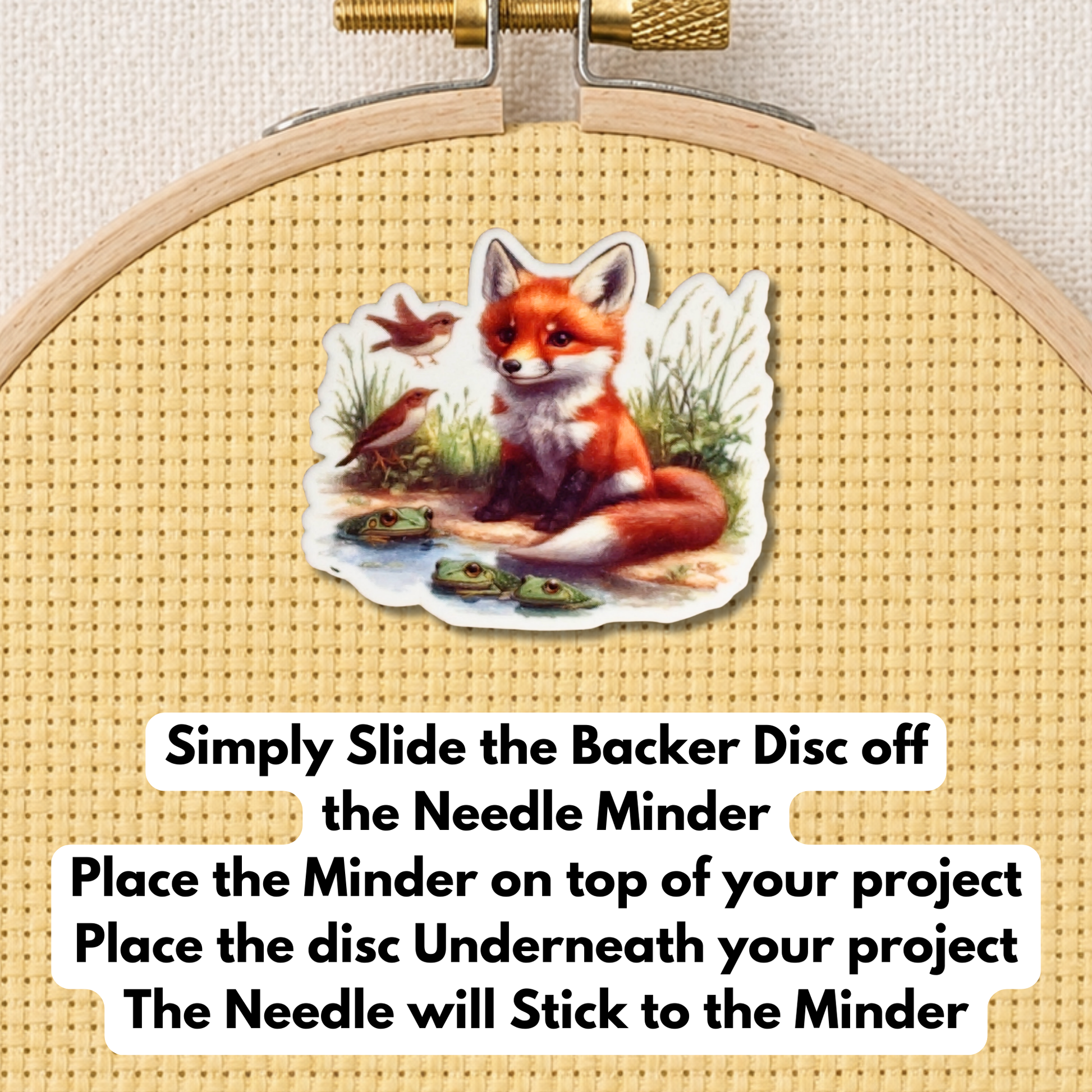 Woodland pond magnetic needle minder for needlepoint and embroidery projects