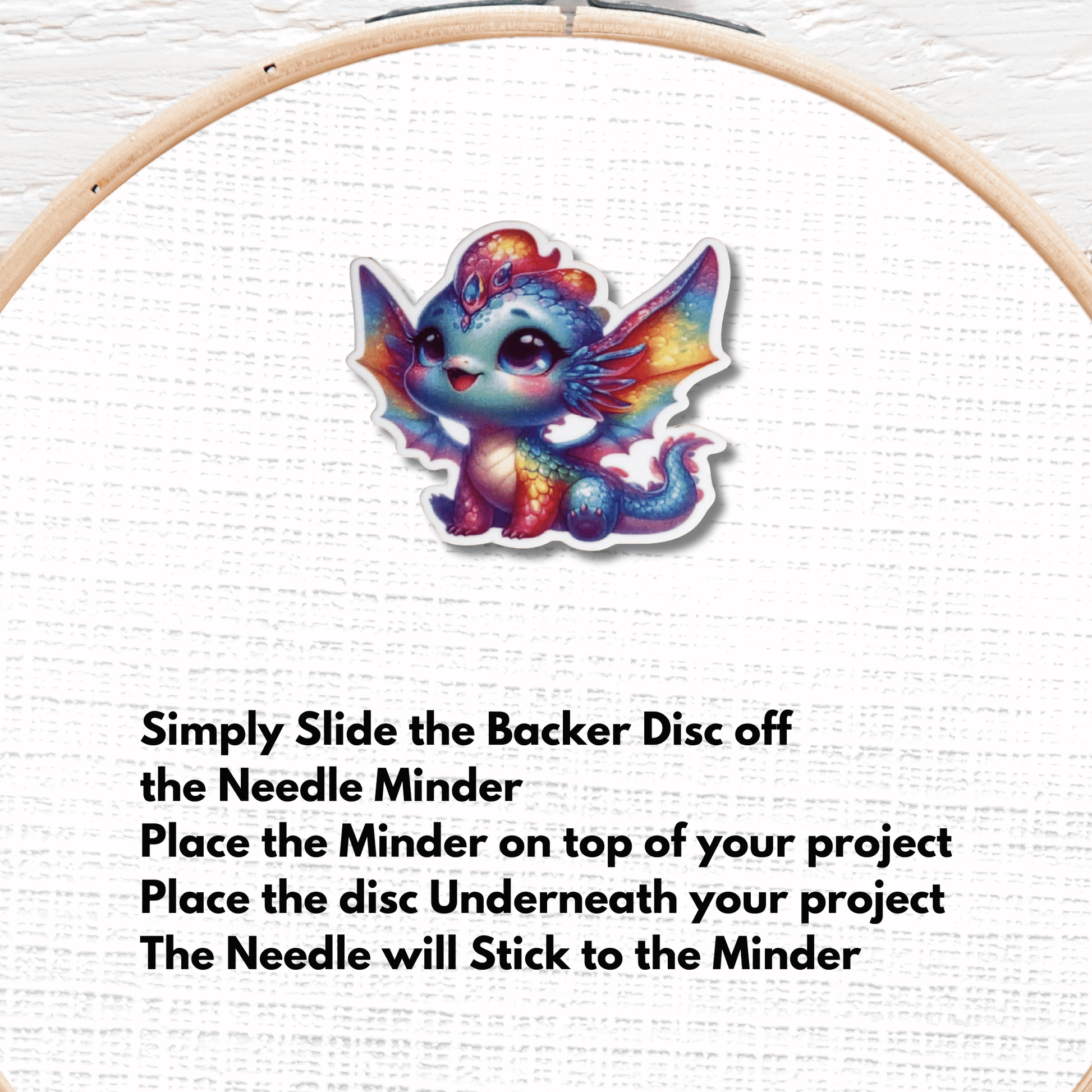 colorful baby dragon magnetic needle holder cross stitch accessory
