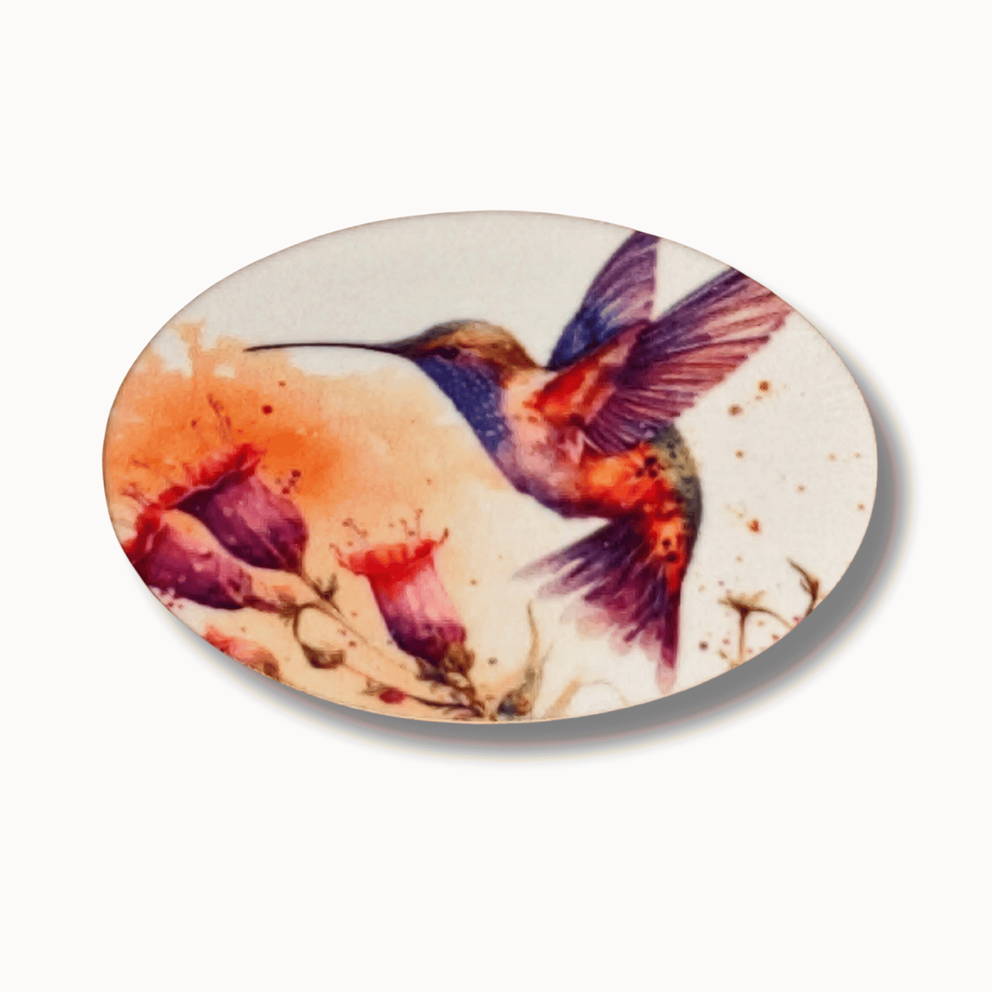 Purple Orange Hummingbird Floral Magnetic Needle Minder for cross stitch, embroidery, sewing, quilting, and needlepoint