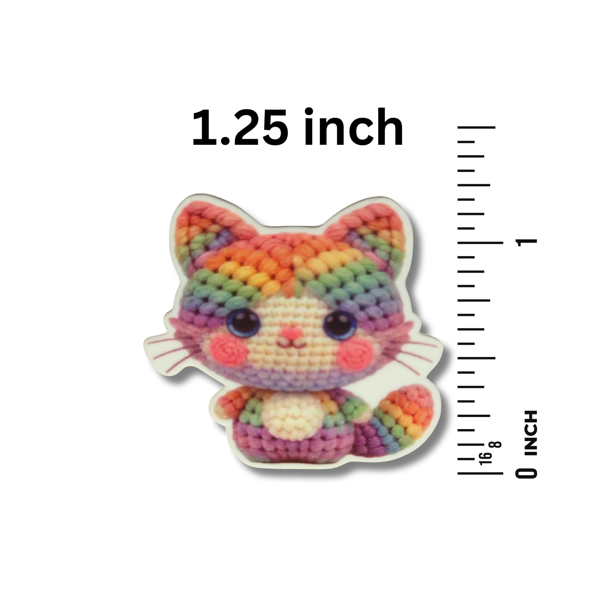 Crochet Rainbow Cat Needle Minder, Magnetic Needle Holder for Cross Stitch, Embroidery, and Hand Sewing