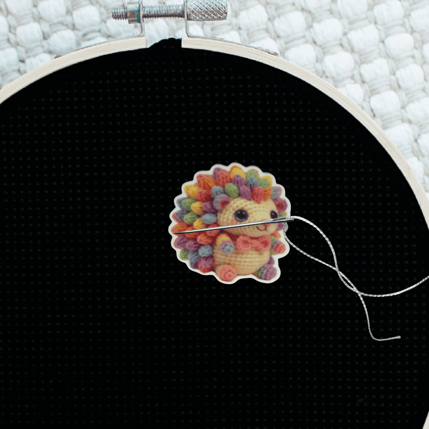 crochet hedgehog magnetic needle minder rainbow animal sewing needle holder magnet