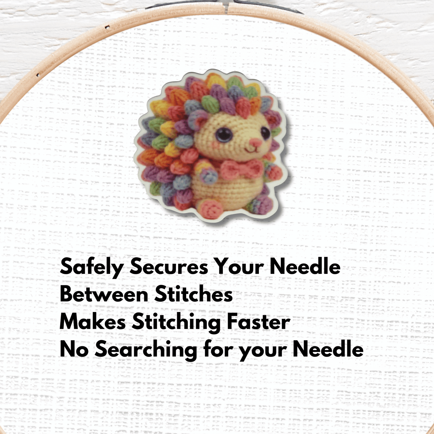 cute rainbow hedgehog magnetic needle minder crochet animal embroidery cross stitch accessory