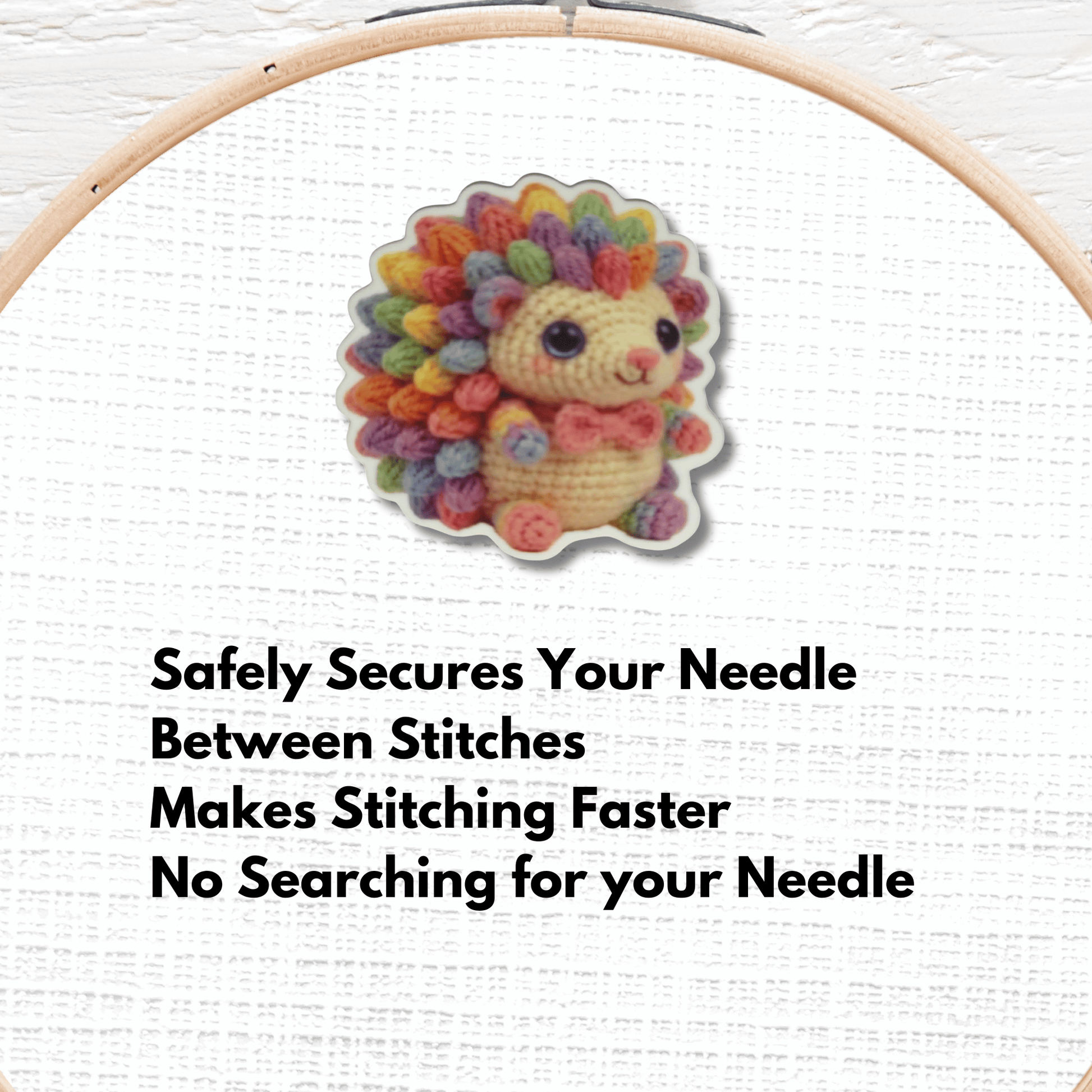 cute rainbow hedgehog magnetic needle minder crochet animal embroidery cross stitch accessory