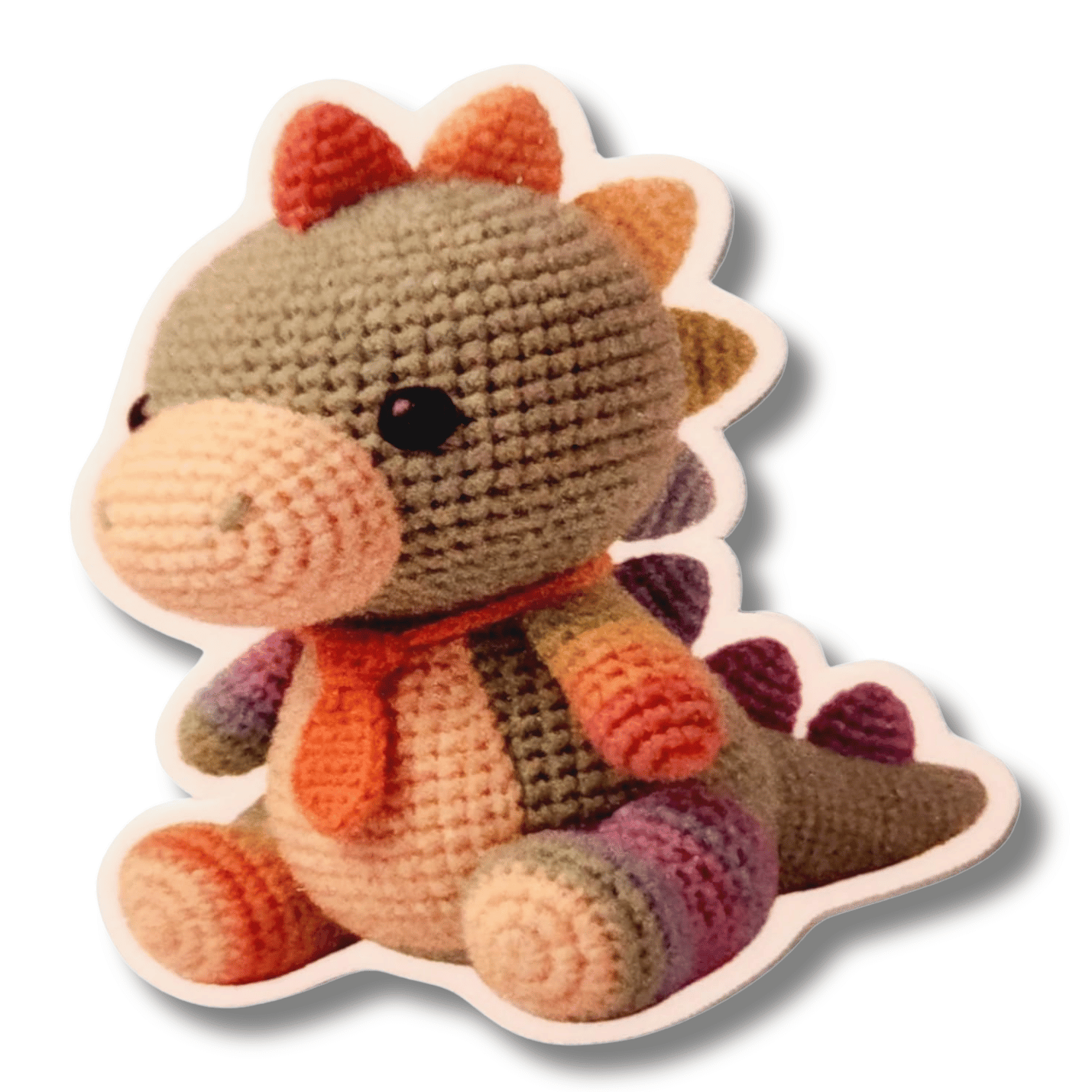 Rainbow Dinosaur Magnetic Needle Minder for Cross Stitch and Embroidery, Cute Crochet Style Colorful Dino Needle Holder Accessory