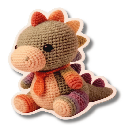 Rainbow Dinosaur Magnetic Needle Minder for Cross Stitch and Embroidery, Cute Crochet Style Colorful Dino Needle Holder Accessory