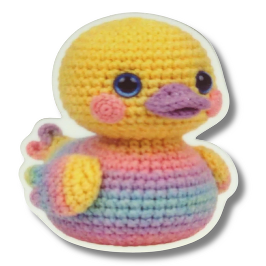 Rainbow Duck Magnetic Needle Minder for Cross Stitch and Embroidery, Cute Crochet Style Colorful Duck Needle Holder Accessory