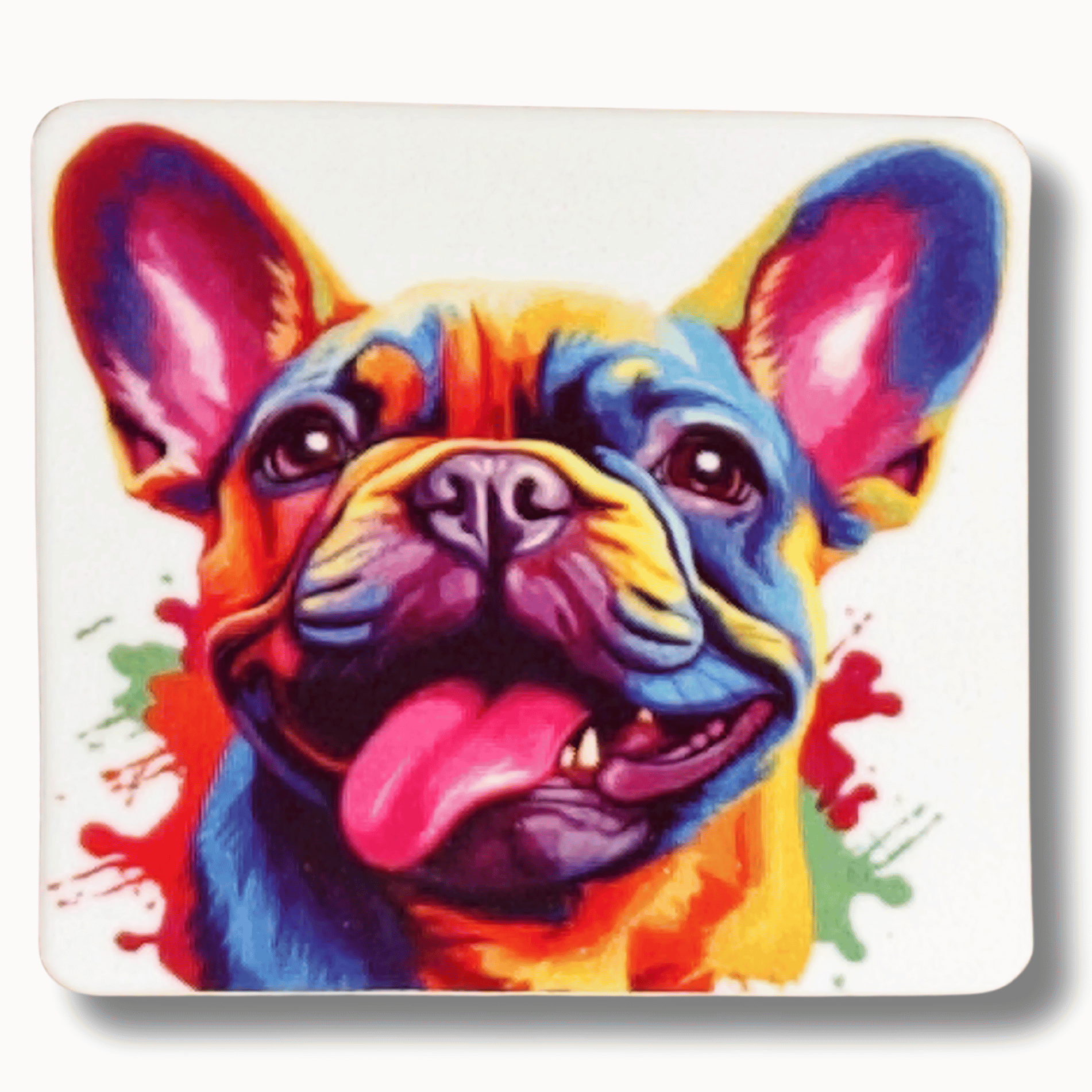 Rainbow French Bulldog Portrait Magnetic Needle Minder for cross stitch, embroidery, sewing, quilting, and needlepoint