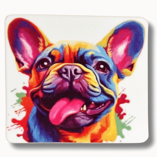 Rainbow French Bulldog Portrait Magnetic Needle Minder for cross stitch, embroidery, sewing, quilting, and needlepoint