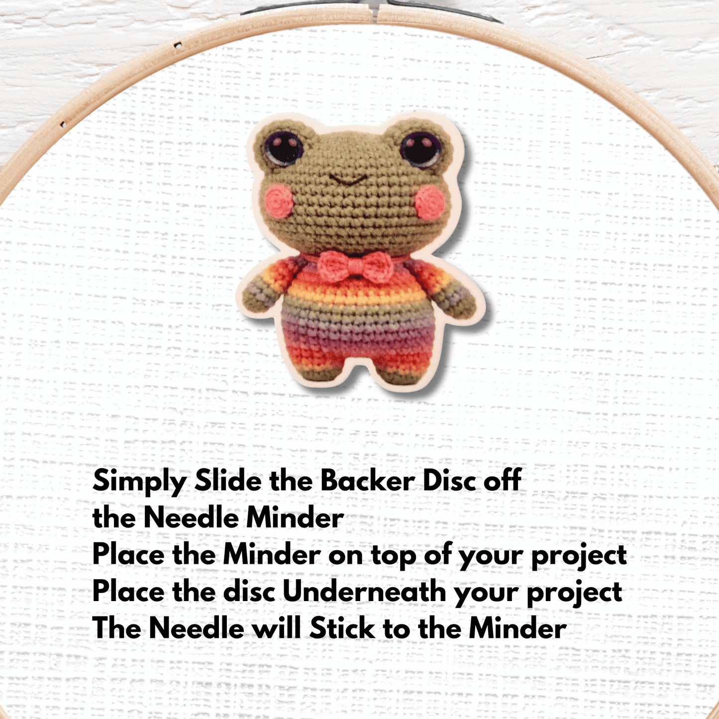 Colorful Rainbow Frog Needle Minder Magnet, Cute Amigurumi Style Cross Stitch and Embroidery Accessory