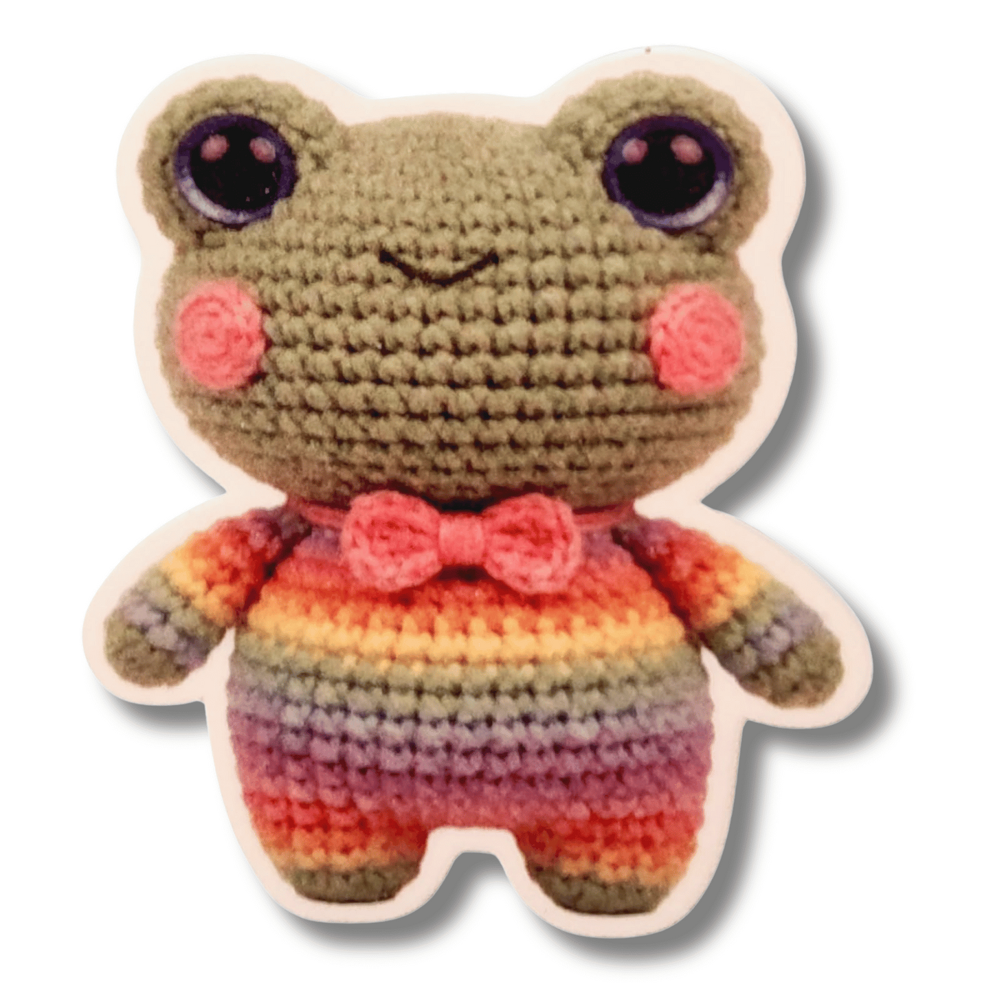 Rainbow Frog Magnetic Needle Minder for Cross Stitch and Embroidery, Cute Crochet Style Colorful Frog Needle Holder Accessory