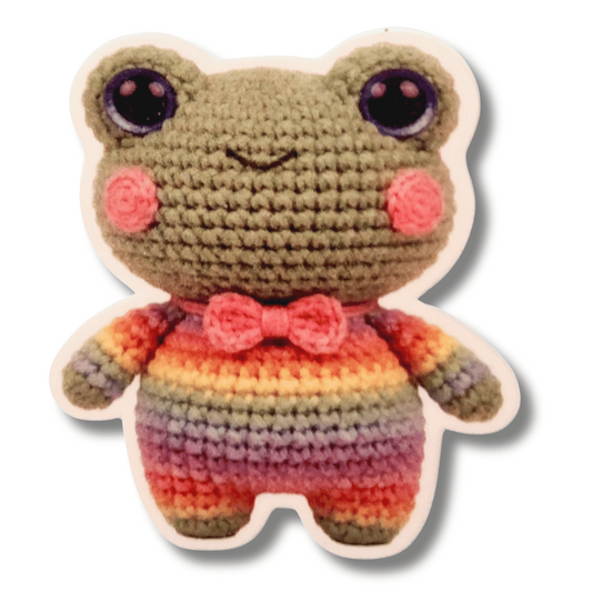 Rainbow Frog Magnetic Needle Minder for Cross Stitch and Embroidery, Cute Crochet Style Colorful Frog Needle Holder Accessory