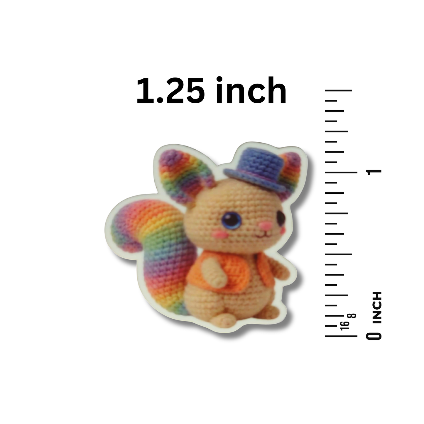 Crochet Rainbow Squirrel Needle Minder, Magnetic Needle Holder for Cross Stitch, Embroidery, and Hand Sewing