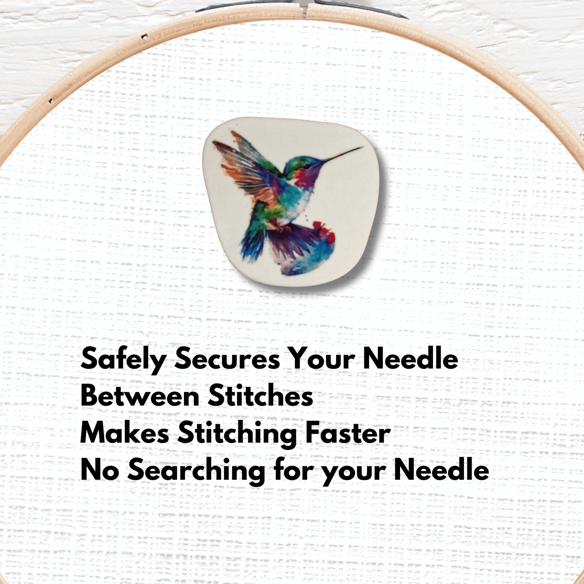 Rainbow Watercolor Hummingbird Magnetic Needle Minder magnetic needle minder for cross stitch and embroidery