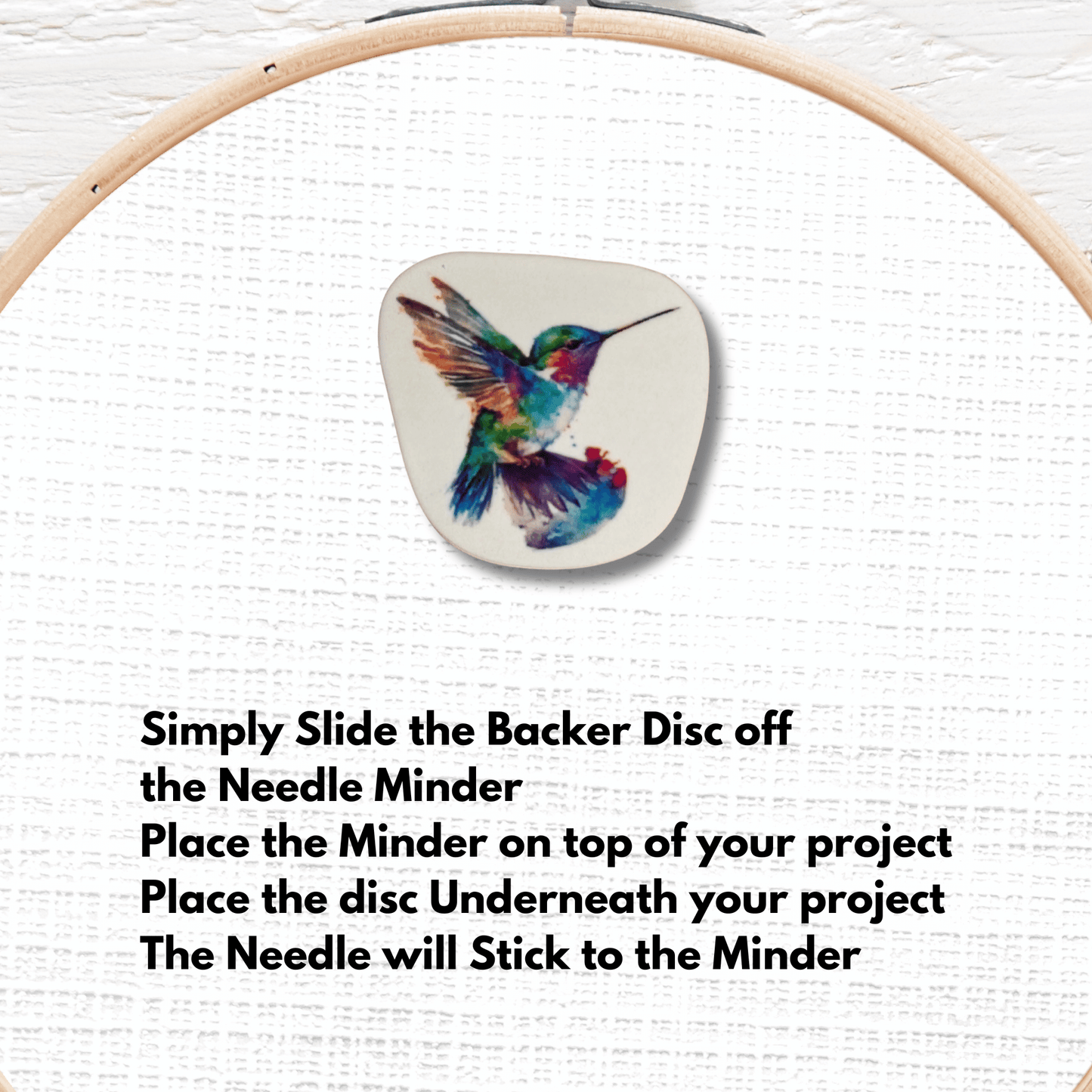 Cute rainbow hummingbird needle minder magnet for sewing and quilting
