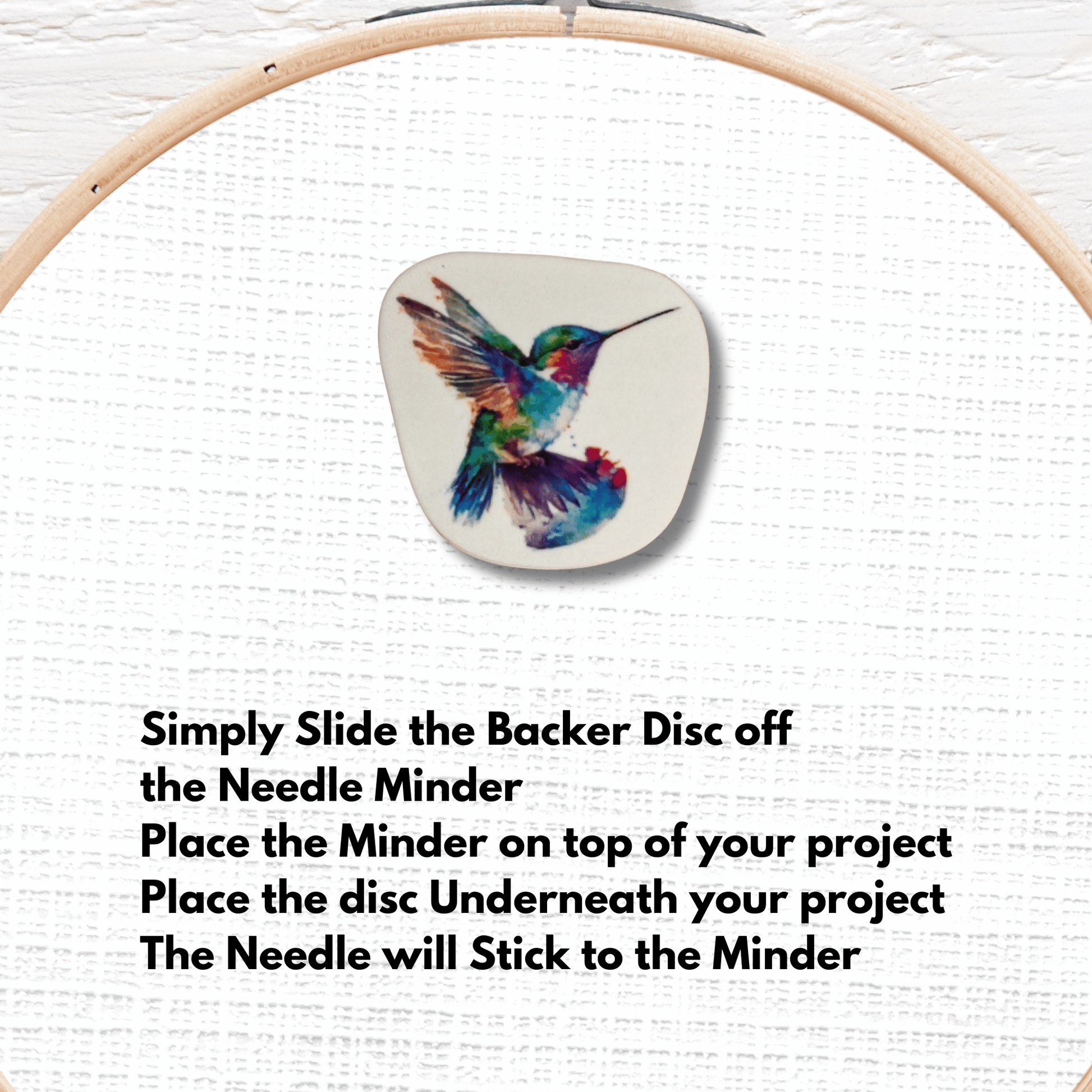 Cute rainbow hummingbird needle minder magnet for sewing and quilting