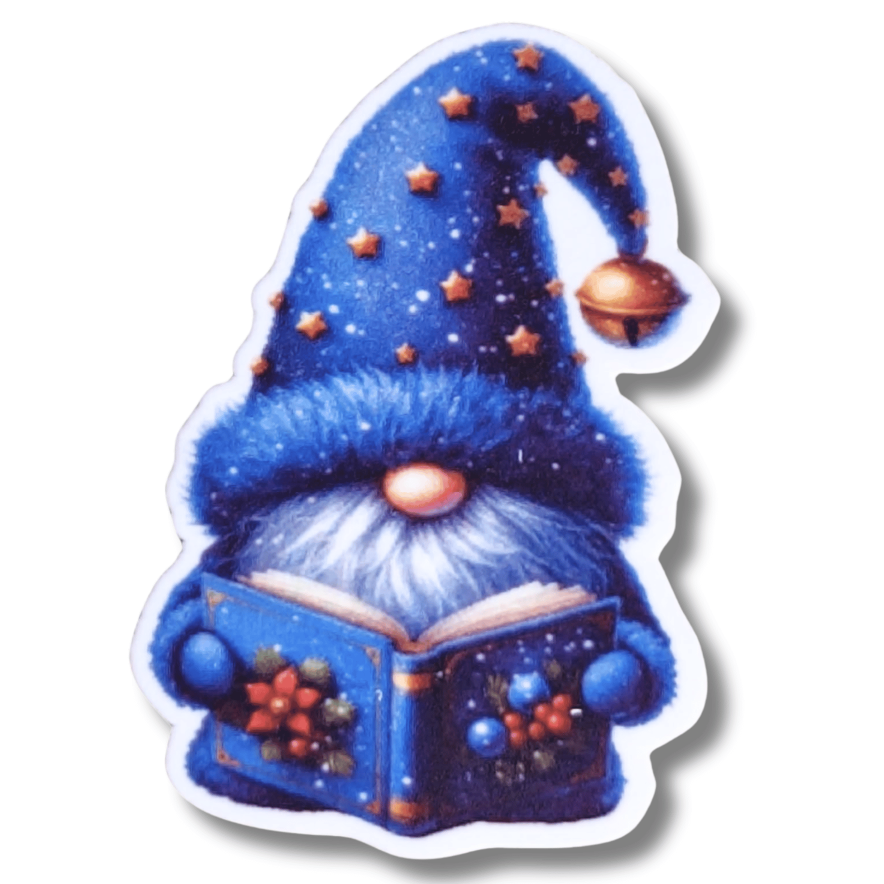 Reading Christmas Gnome Magnetic Needle Minder for Cross Stitch and Embroidery, Cute Blue Holiday Gnome Needle Holder Accessory
