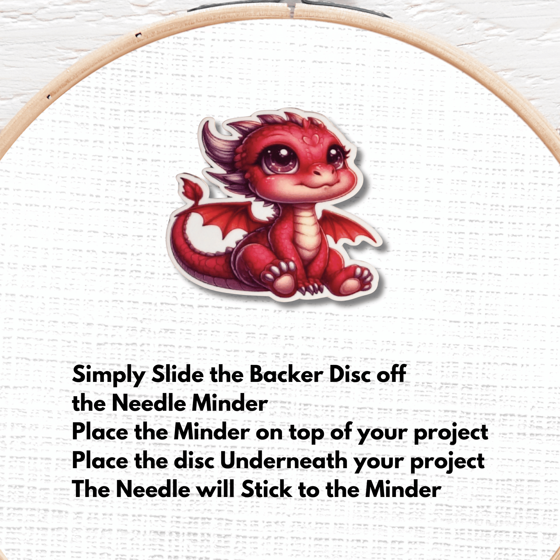 cute red dragon magnetic needle holder cross stitch accessory