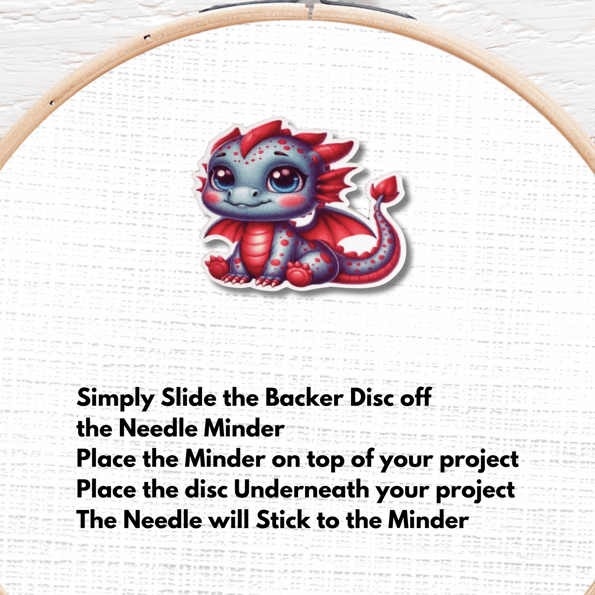 fantasy baby dragon magnetic needle holder cross stitch accessory