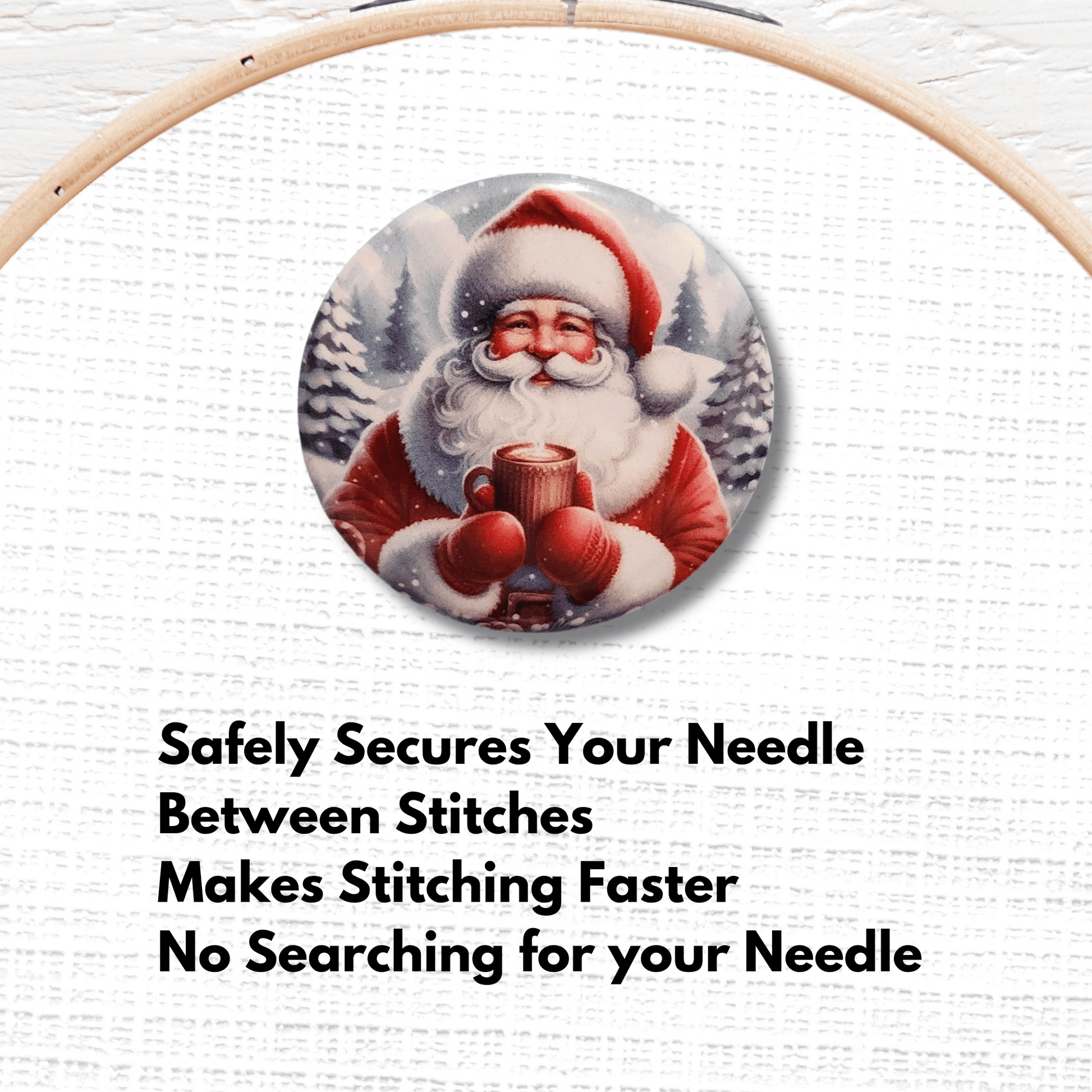 santa hot cocoa needle minder cross stitch accessory