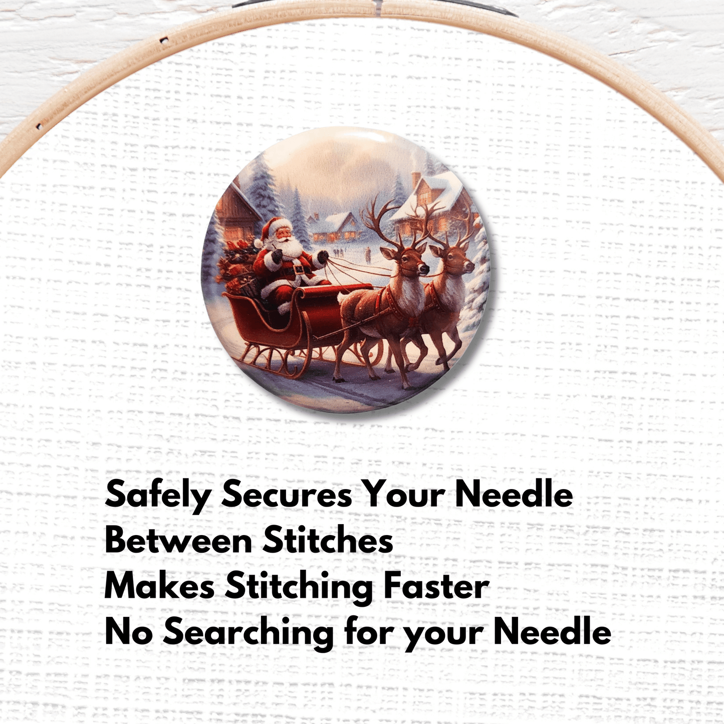 santa claus sleigh magnetic needle minder holiday embroidery accessory