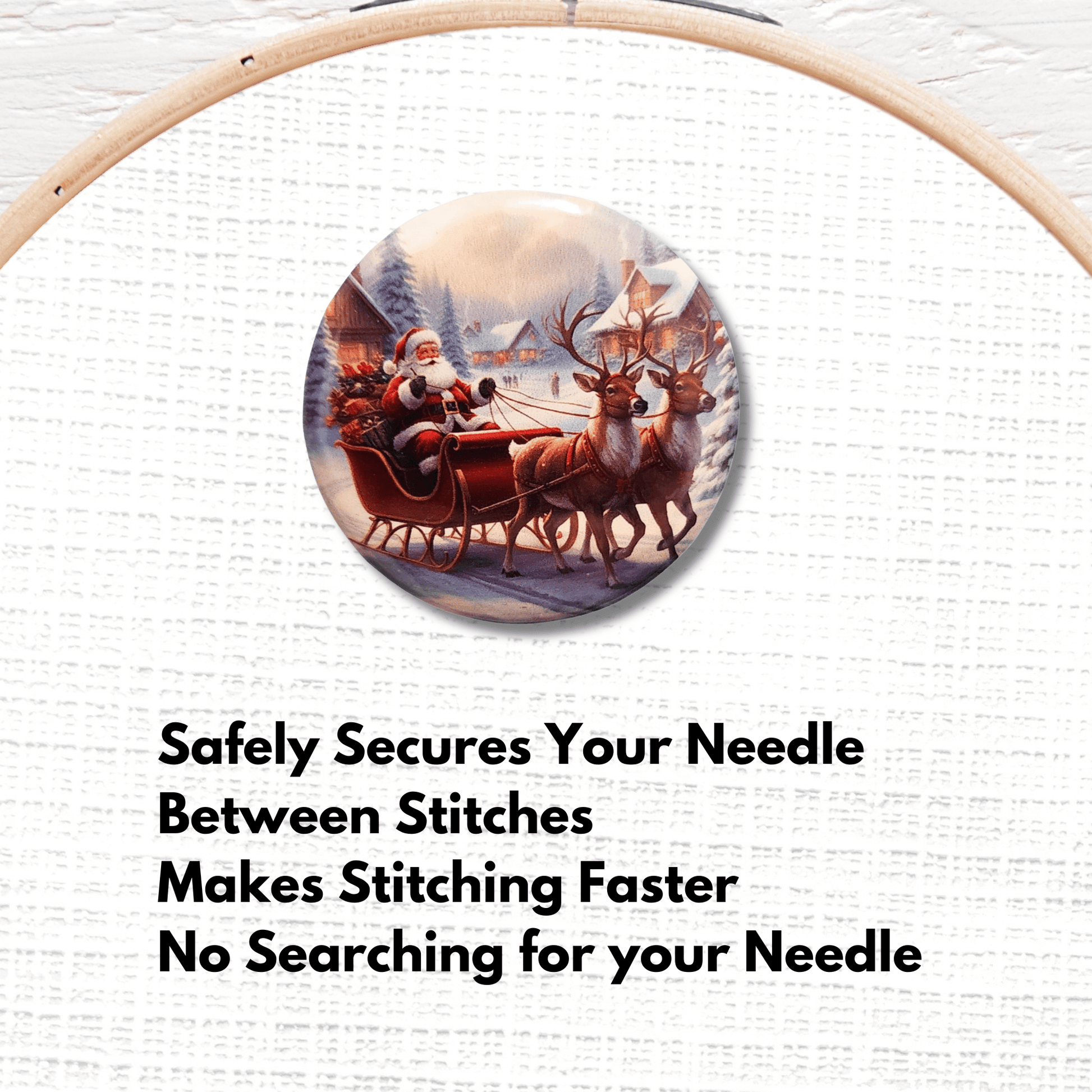santa claus sleigh magnetic needle minder holiday embroidery accessory