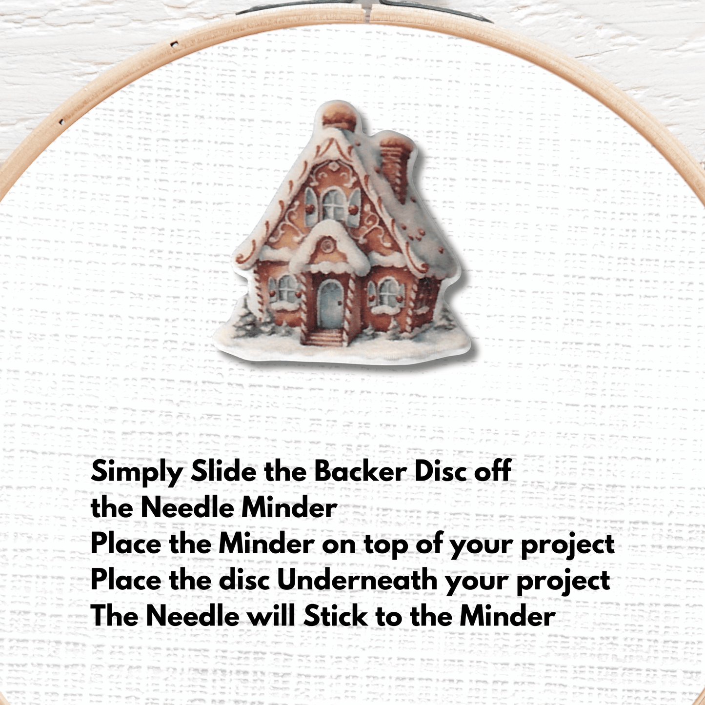 blue door gingerbread cottage magnetic needle minder holiday sewing accessory