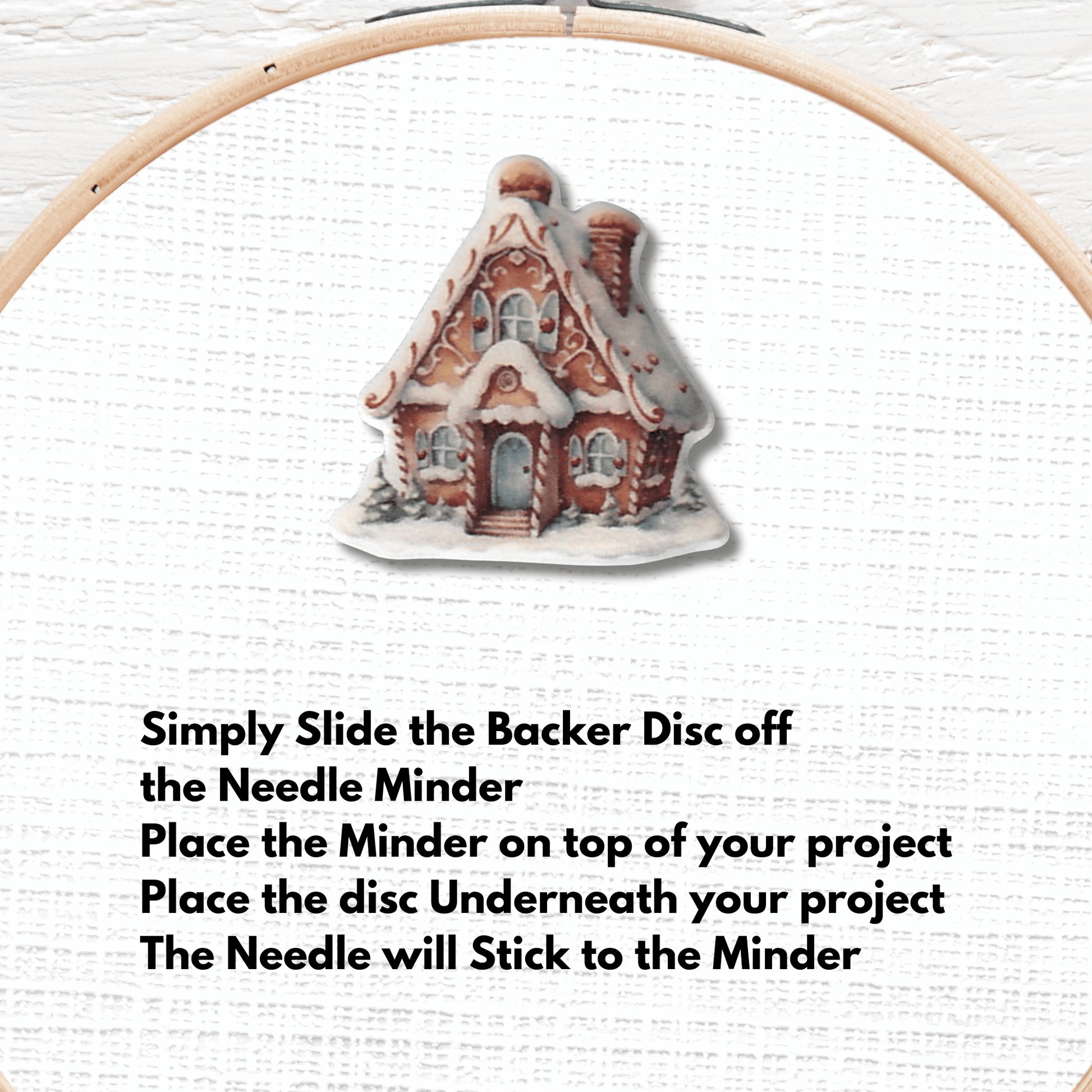 blue door gingerbread cottage magnetic needle minder holiday sewing accessory