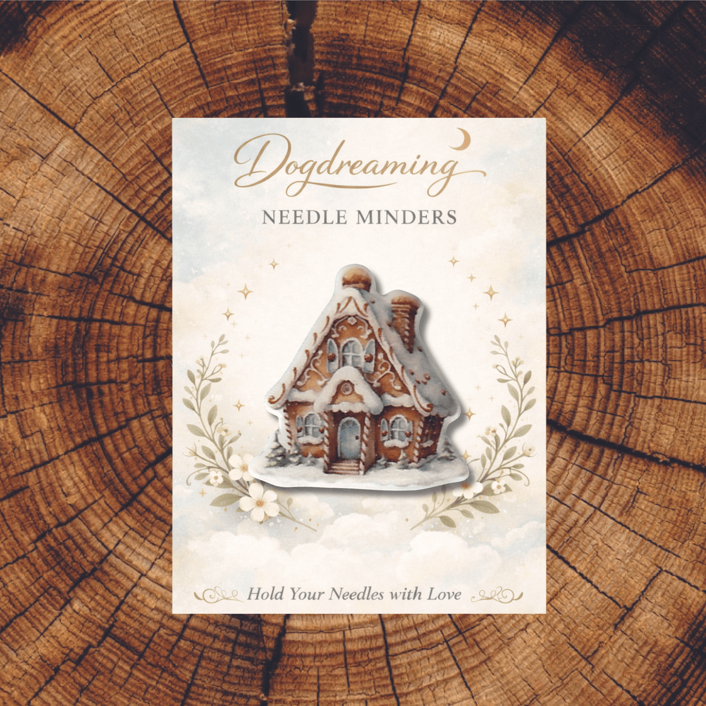 cozy winter gingerbread cottage needle minder magnet christmas stitching tool
