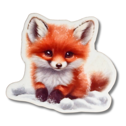 Snowy Fox Magnetic Needle Minder for cross stitch, embroidery, sewing, quilting, and needlepoint