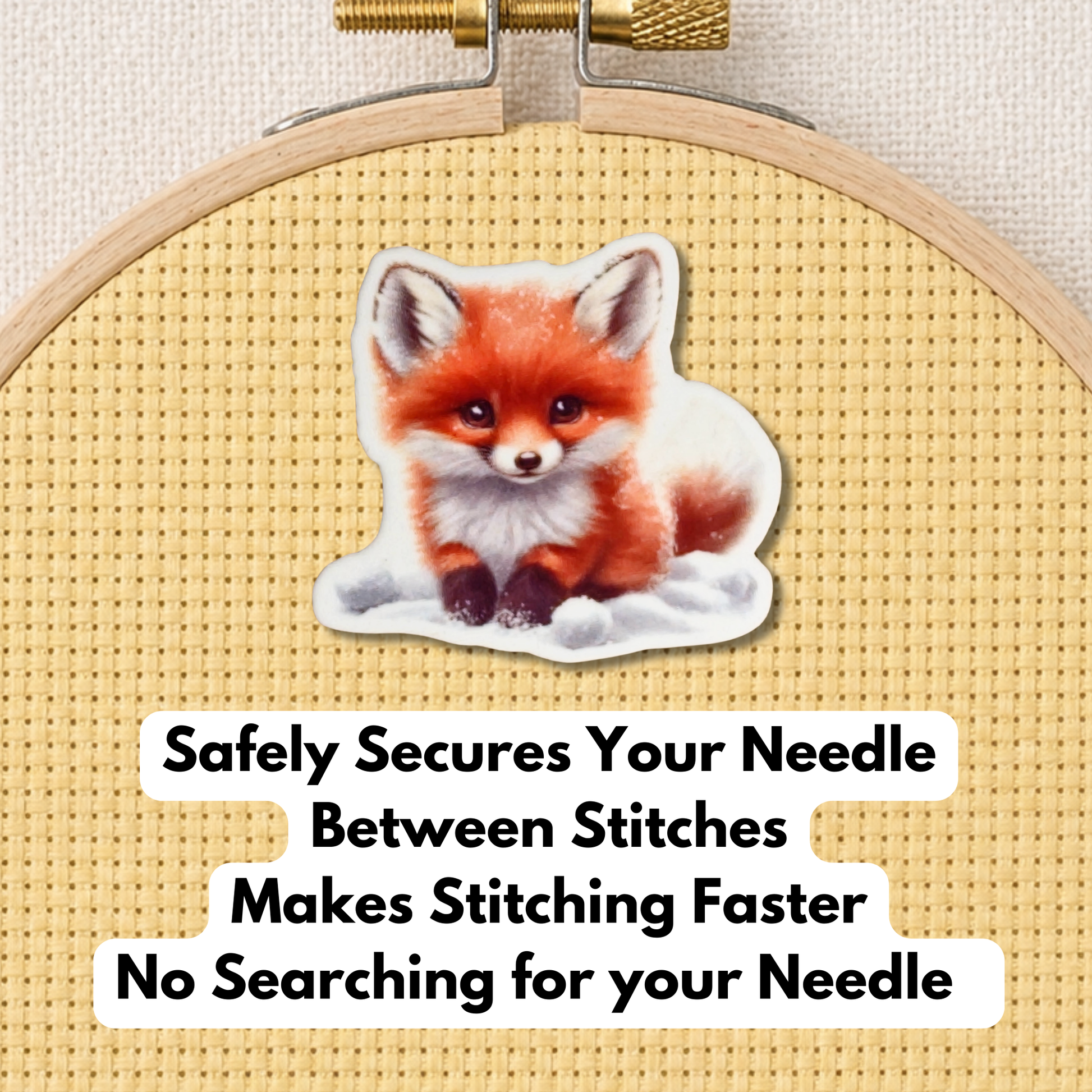 Cute fox needle minder magnet for sewing and quilting